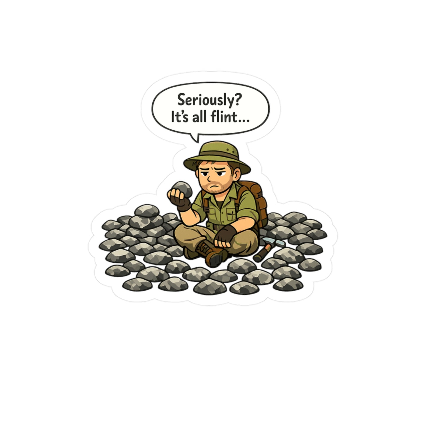 Geologie Sticker Seriously? It's all flint… Funny Geology Rocks Minerals Tectonics Vinyl Waterproof sticker decals for Laptop Water Bottle