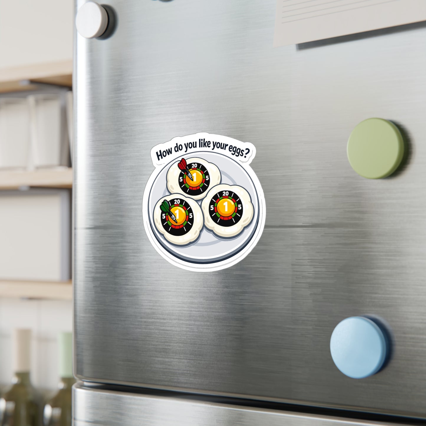 Dart Sticker How do you like your eggs? Funny Dartboard Drinking Team Arrow Vinyl Waterproof Decals for Laptop Water Bottle