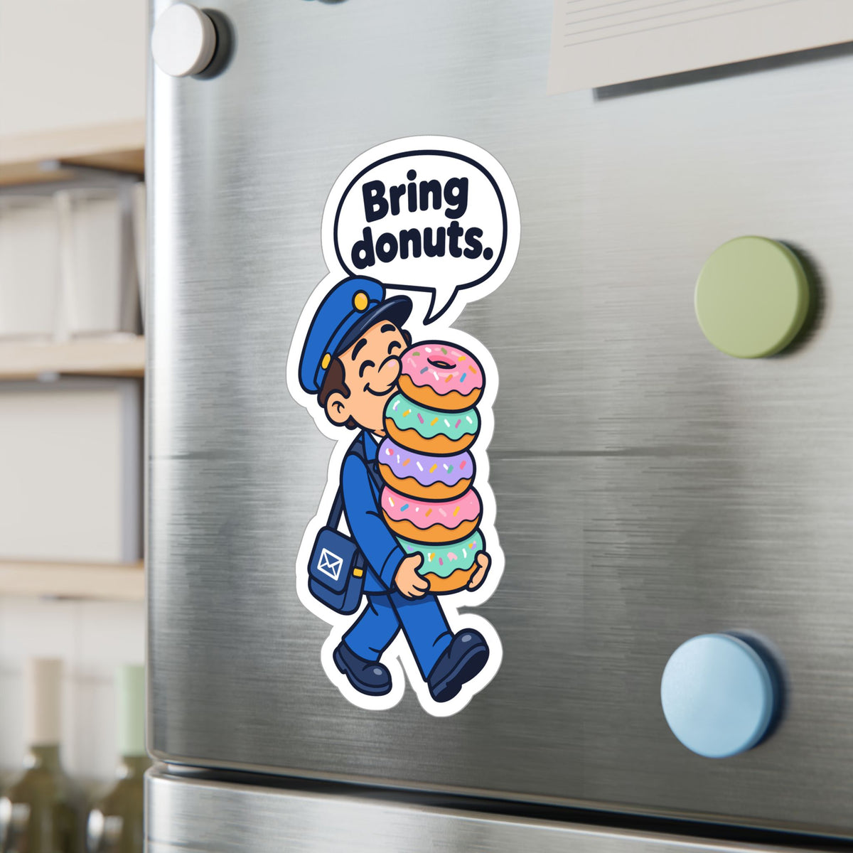 Postal Worker Sticker – Bring Donuts Funny Rural Carrier Mailbox Decals for Laptop, Water Bottle, Waterproof Vinyl