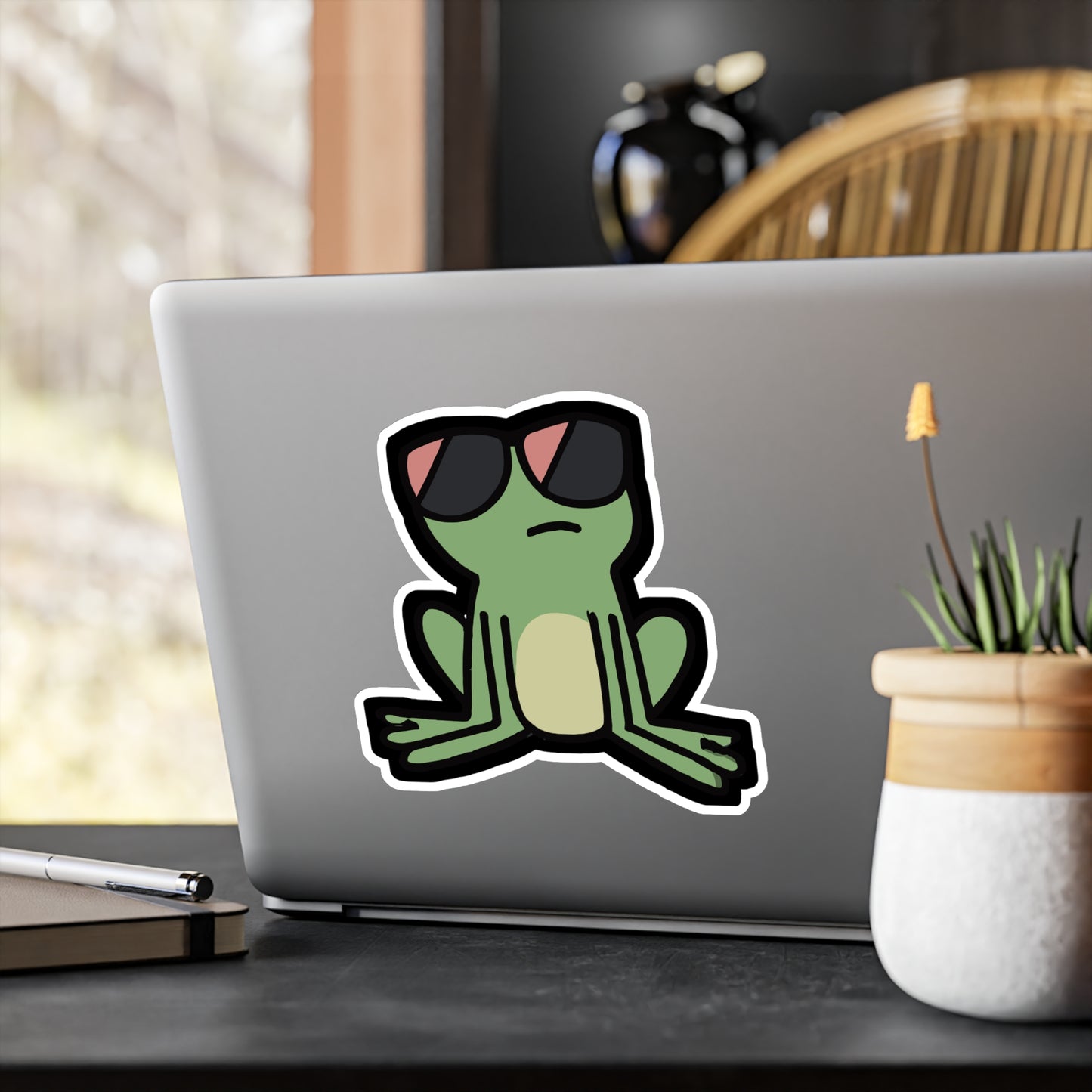 Frog with Sunglasses - Frog Sticker for Car Window Laptop Sticker. Water Bottle Sticker, Vinyl Sunglasses Decal, Cool Sticker - Frog Gift