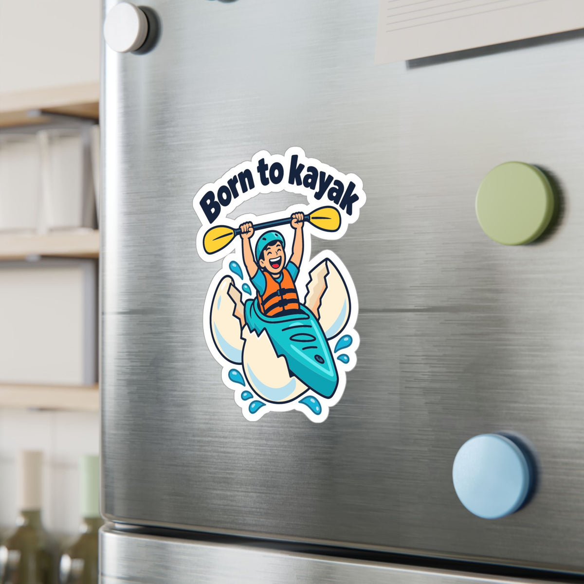 Kayak Sticker - Born to Kayak Decals for Kayaking and Rowing Enthusiasts, Kayaker Design for Laptop or Water Bottle