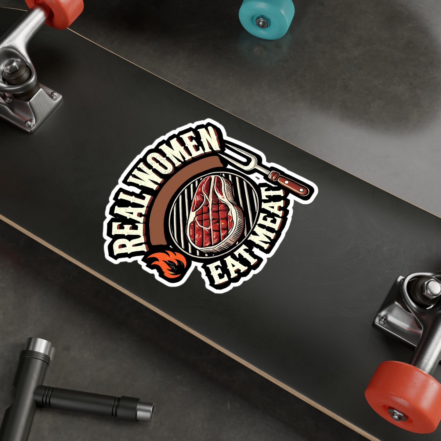 Real Women Eat Meat - BBQ Sticker for Car Window Laptop Sticker. Water Bottle Sticker, Vinyl Steak Decal, Grilling Sticker - BBQ Gift