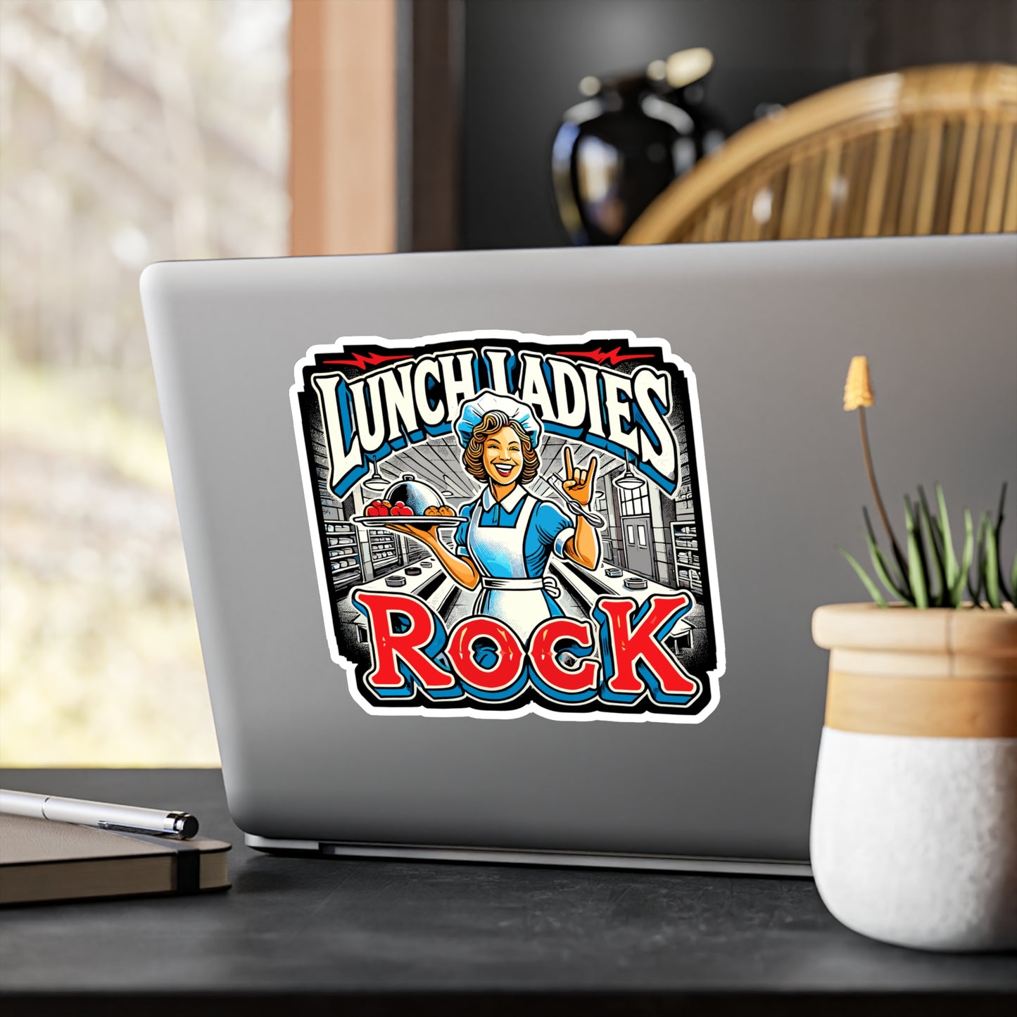 Lunch Ladies Rock - Lunch ladies Sticker for Laptop Sticker. Water Bottle Sticker, Vinyl Cafeteria Decal - Lunch ladies Gift