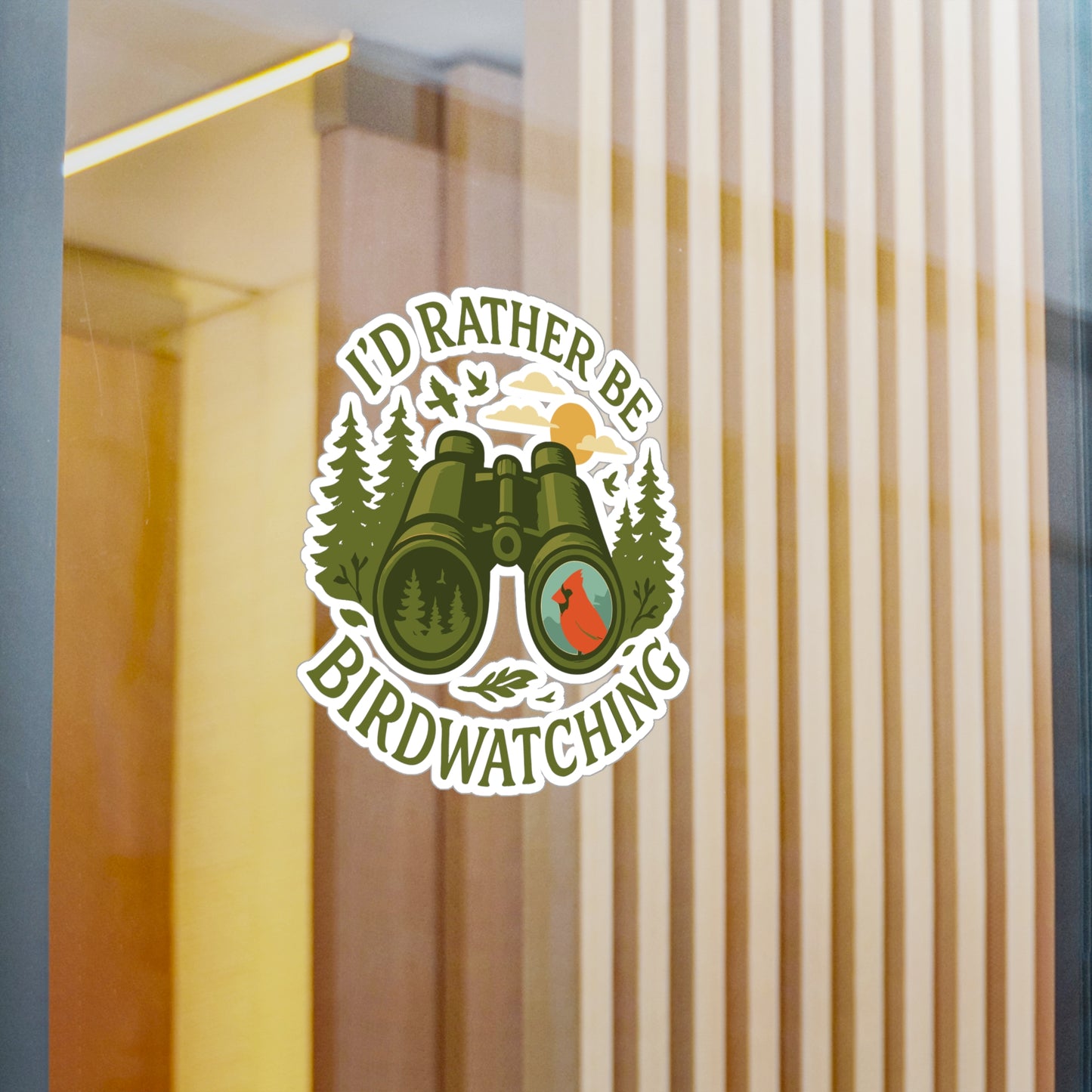 Birdwatcher Sticker – "I'd Rather Be Birdwatching" Decals for Laptop or Water Bottle, Waterproof Vinyl Gift for Bird Nerd, Bird Mom, Binocular Fans