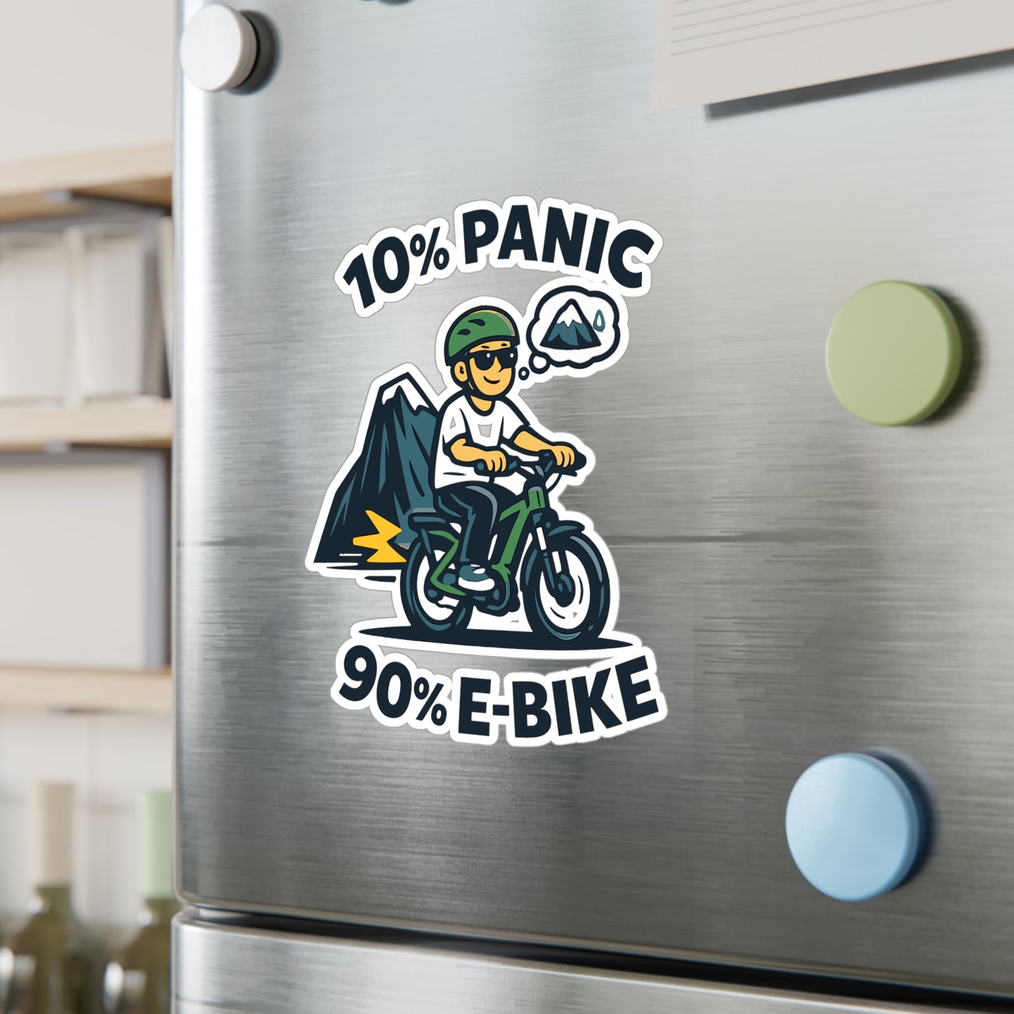 E-Bike Sticker 10% Panic Club Funny Electric Bike Decals Waterproof Vinyl for Laptop, Water Bottle, eCycling e Cyclist