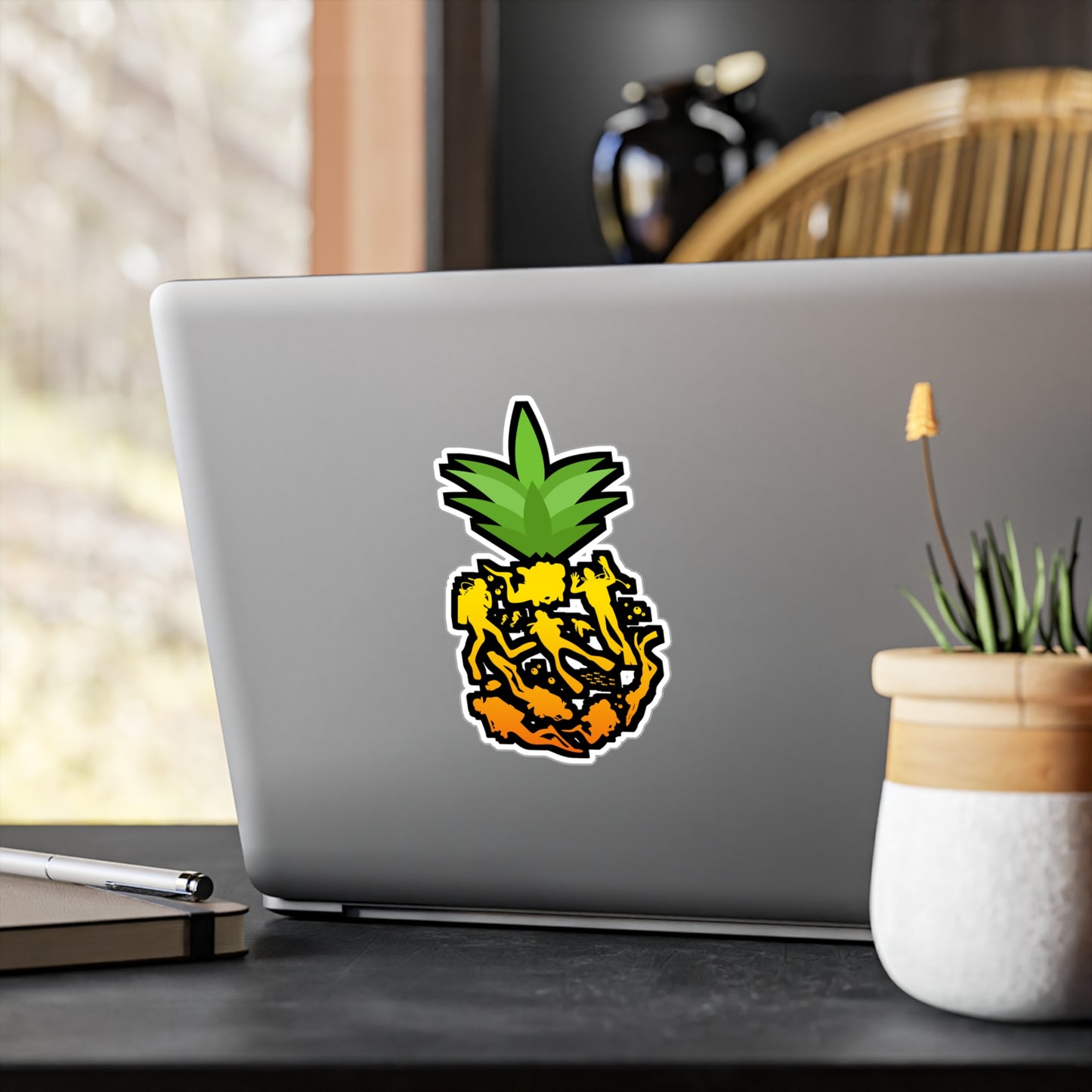 Pineapple Scuba Diver - Diver Sticker for Laptop Sticker. Water Bottle Sticker, Vinyl Scuba-diving Decal - Diver Gift