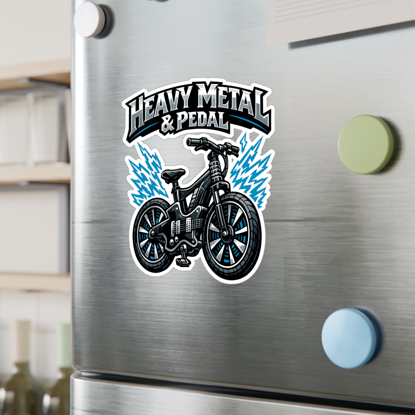 E-Bike Sticker Heavy Metal & Pedal Design, Waterproof Vinyl Decals for Electric Bike, Laptop or Water Bottle, eCycling e Cyclist Gift