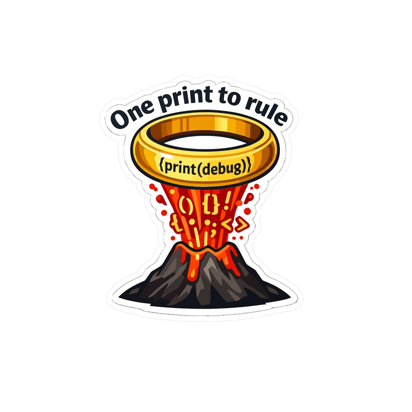 Coding Sticker "One Print to Rule" – Funny Programmer Source Code Semicolon decals, Waterproof Vinyl for Laptop or Water Bottle