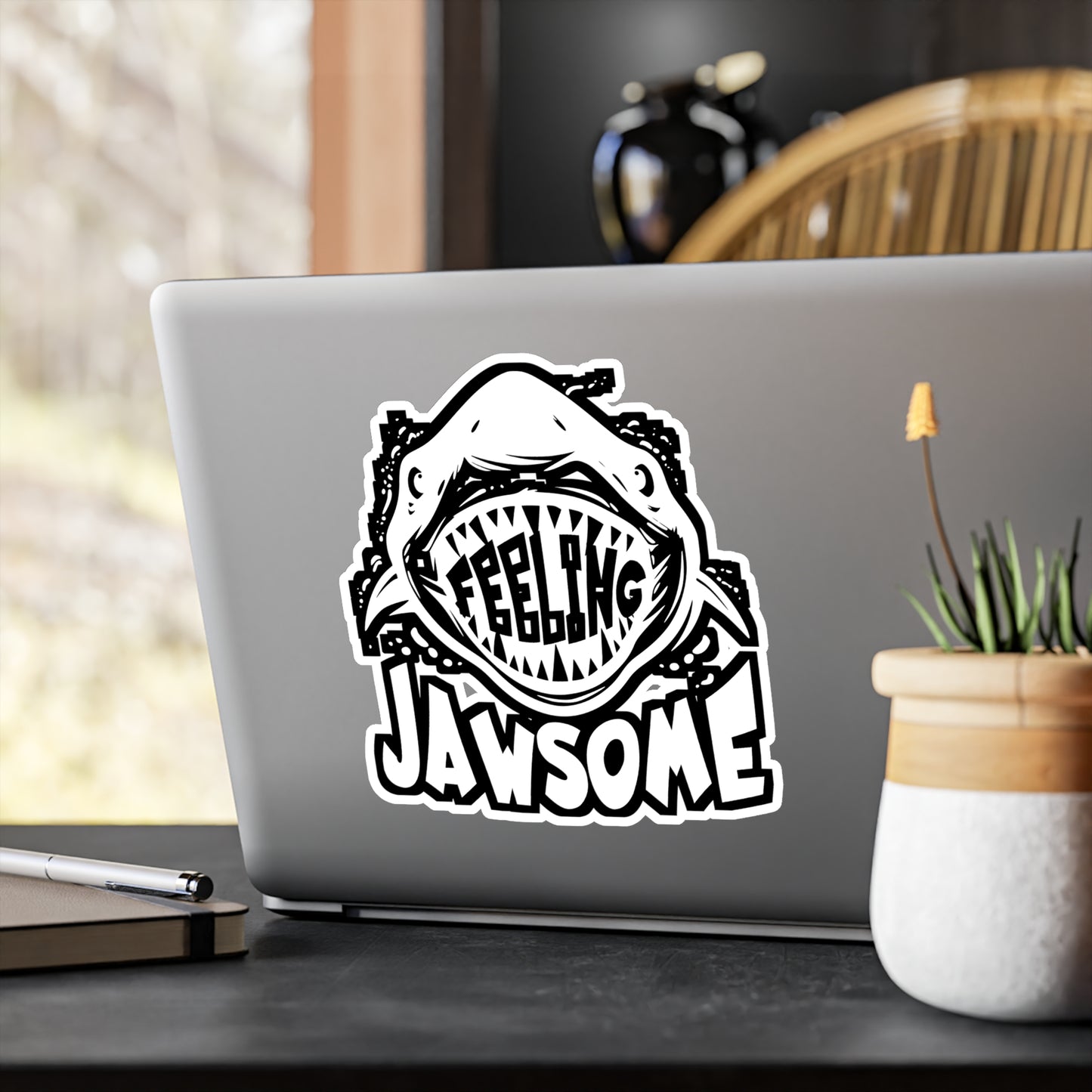 Feeling Jawesome - Sharks Sticker for Car Window Laptop Sticker. Water Bottle Sticker, Vinyl Marine Decal, Jaws Sticker - Sharks Gift