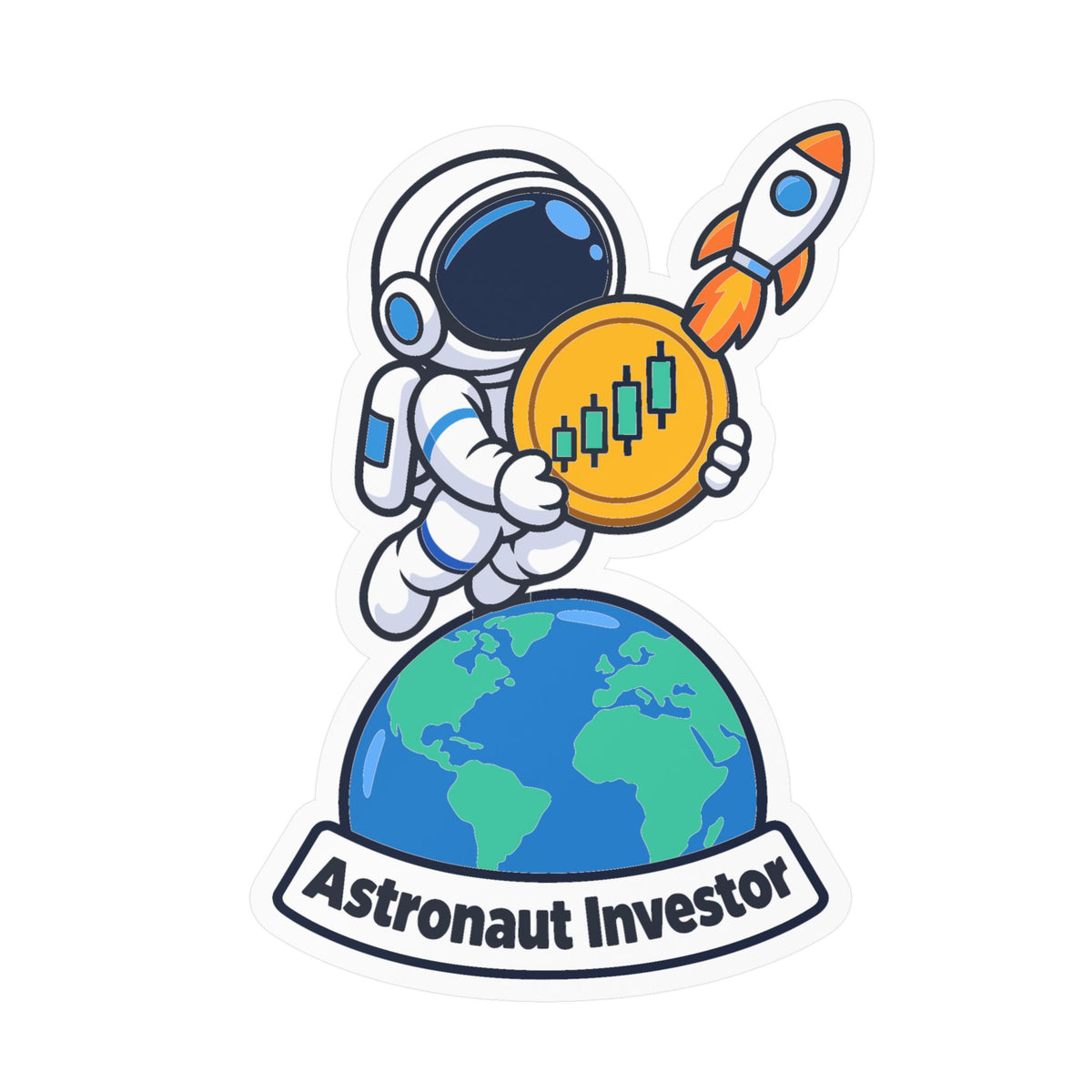 Day Trading Sticker - Astronaut Investor Design for Stock Market and Forex Traders, Laptop and Water Bottle Decals