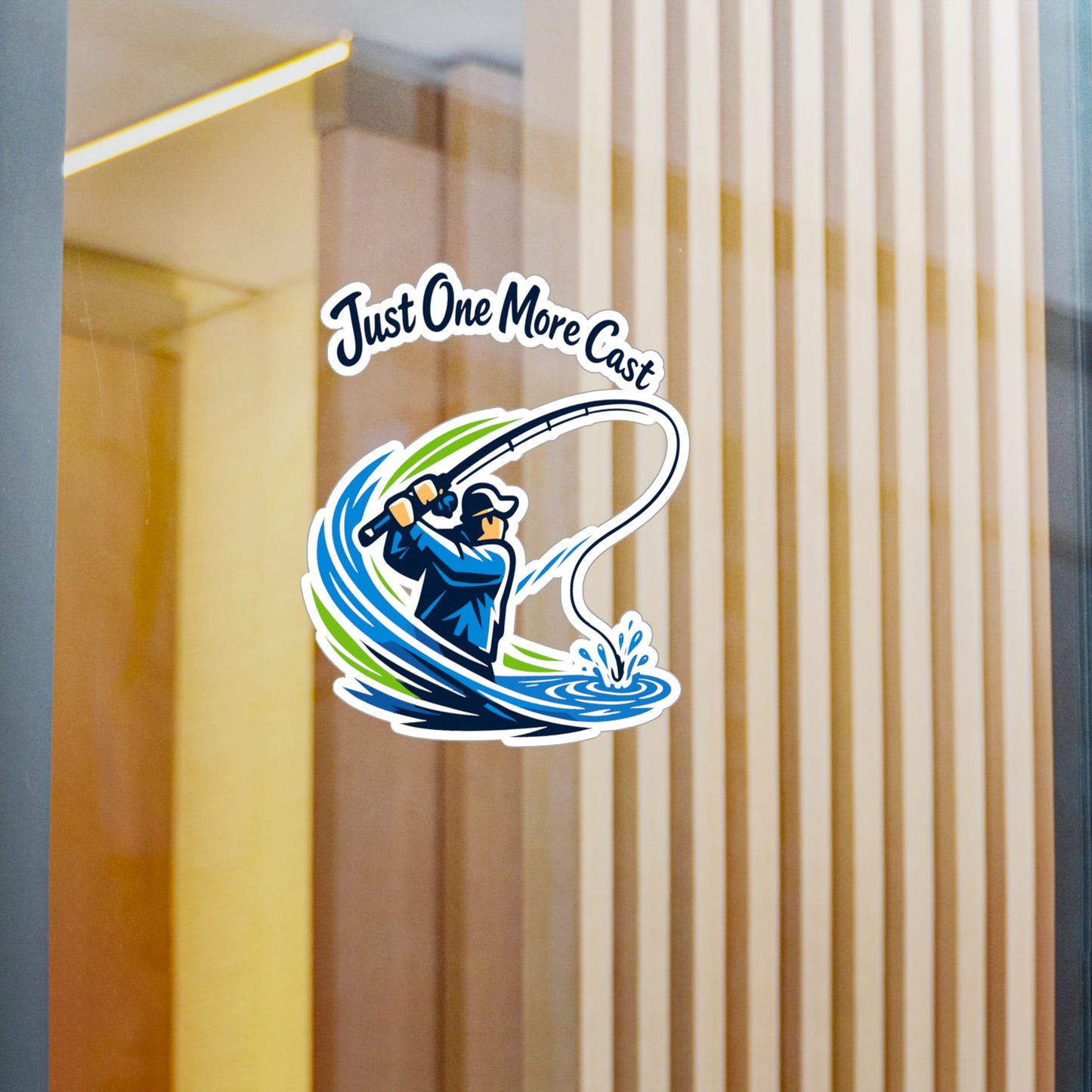Fishing Sticker Just One More Cast – Waterproof Vinyl Decals for Laptop, Water Bottle, Angling Lake Boating Lovers