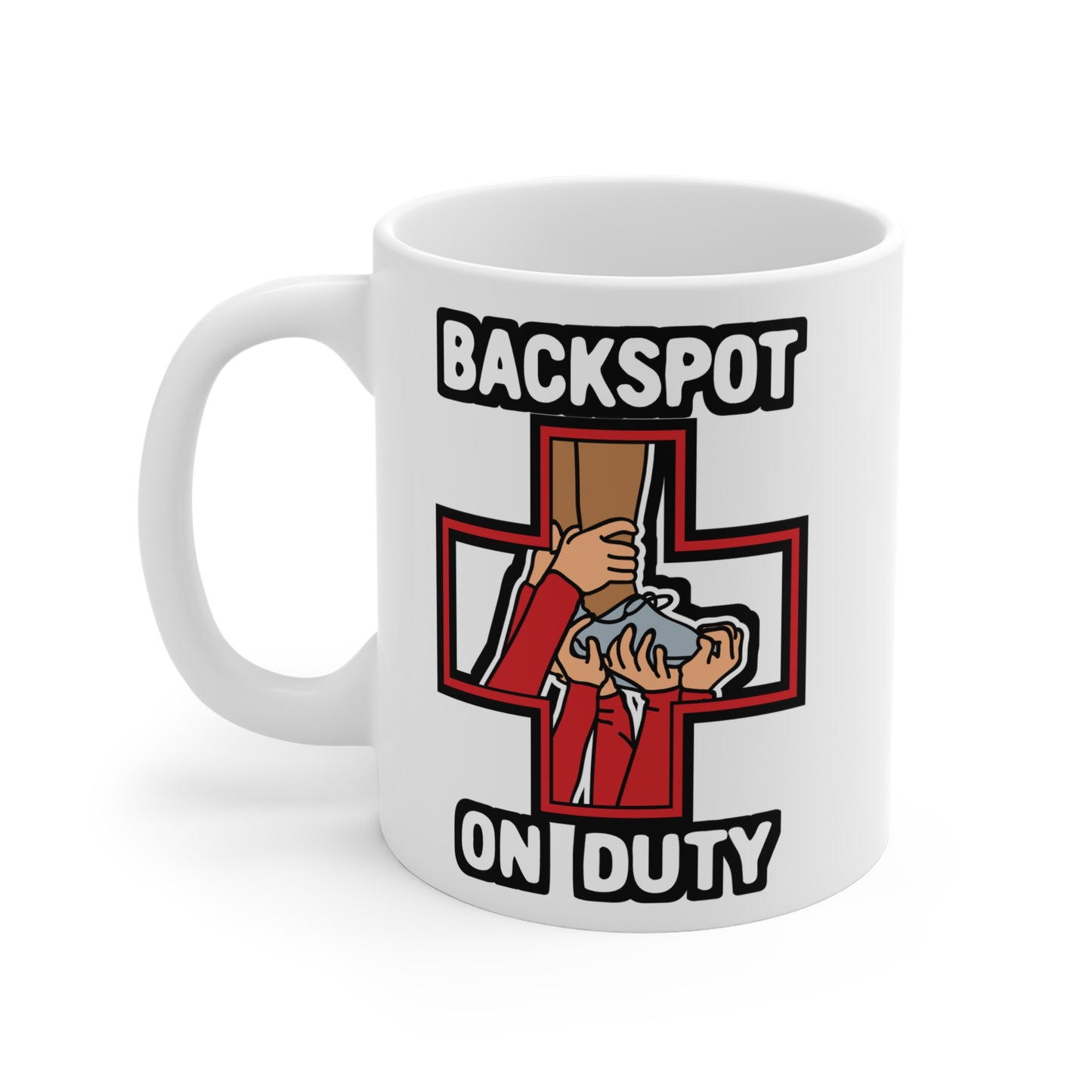 Backspot On Duty - Cheerleader Mug for Coffee 11oz. Cheerleader Cup, White ceramic, Stadium Mug, Dance Tea Cup - Cheerleader Gift