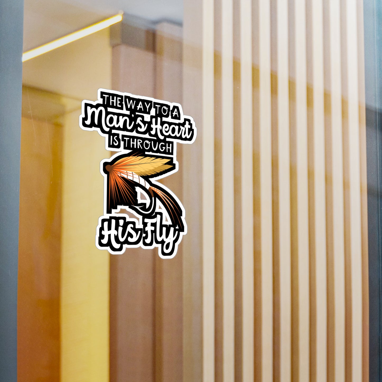 The Way To A Man's Heart Fly Fishing | Fishing Sticker | Angling Decals | Lake Laptop Sticker | Fishing Gift | Angling Gift