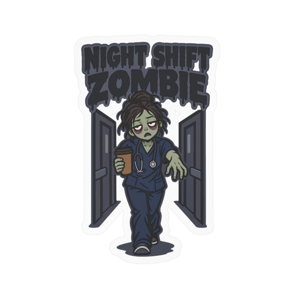 Nurse Sticker Night Shift Zombie Decals for Laptop and Water Bottle, Waterproof Vinyl Nursing Student Gift
