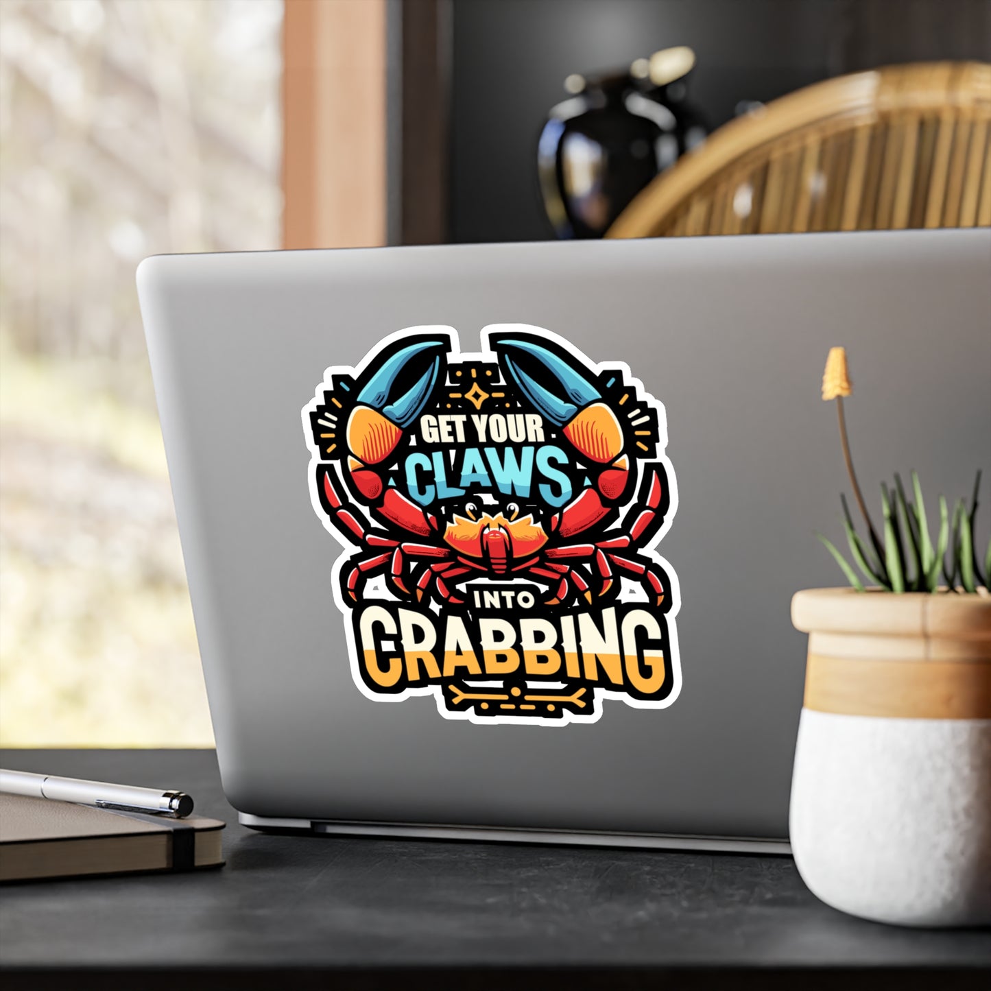 Get Your Claws Into Crabbing - Crab Sticker for Laptop Sticker. Water Bottle Sticker, Vinyl Crabbing Decal - Crab Gift