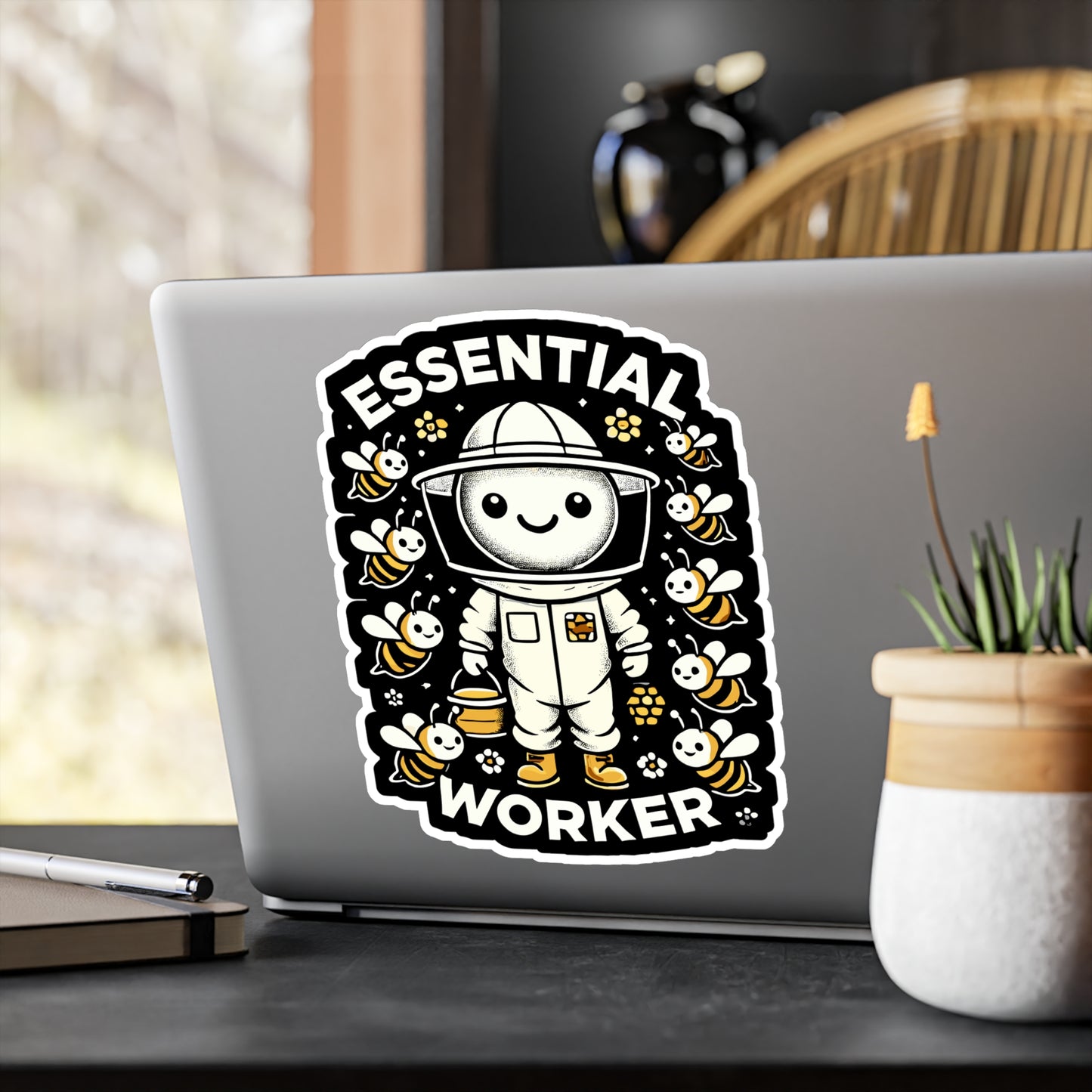 Essential Worker - Beekeeping Sticker for Laptop Sticker. Water Bottle Sticker, Vinyl Brood Decal - Beekeeping Gift