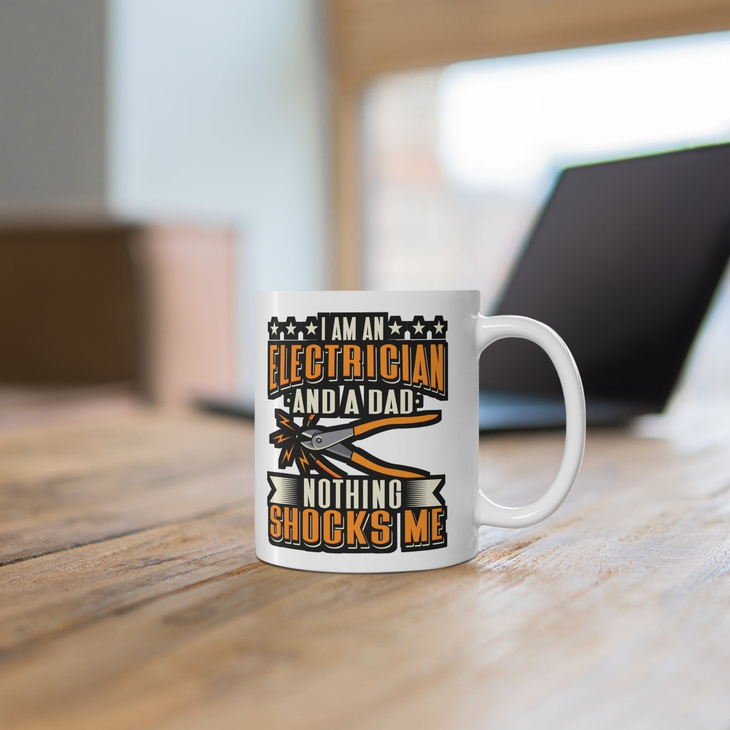 Electrician And A Dad Nothing Shocks Me - Electrician Mug for Coffee 11oz. Electrician Cup, White ceramic, Stripper Mug - Electrician Gift