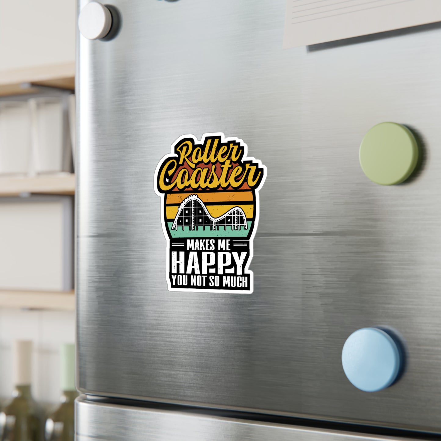 Rollercoaster Makes Me Happy - Adventure Sticker for Laptop Sticker. Water Bottle Sticker, Vinyl Roller Decal - Adventure Gift
