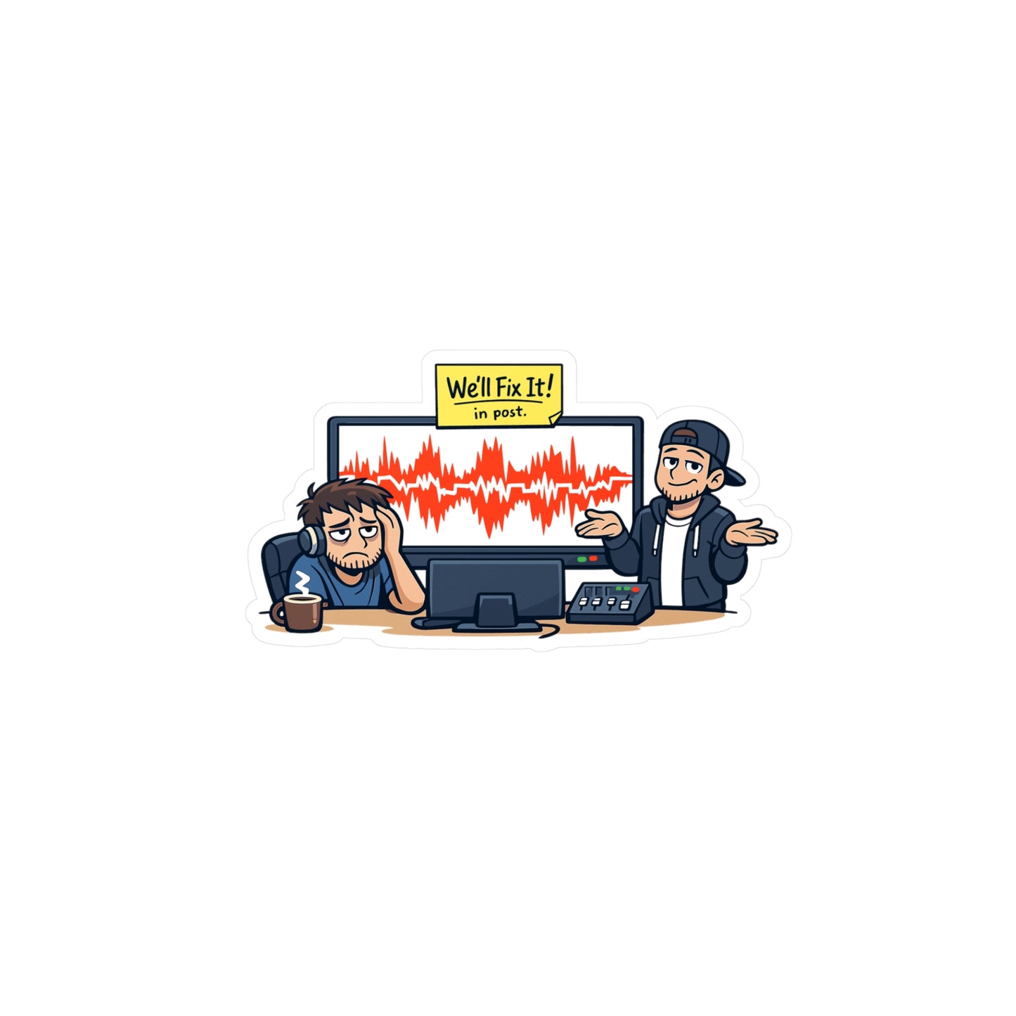 Audio Engineer Sticker “We’ll Fix It!” Funny Sound Engineer Monitor Audio Technician Vinyl sticker Decals Waterproof for Laptop, Water Bottle