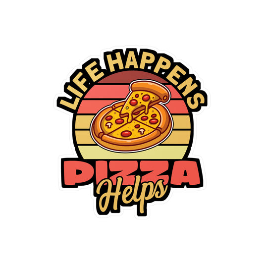 Life Happens Pizza Helps - Pizza Sticker for Laptop Sticker. Water Bottle Sticker, Vinyl Pyramid Decal - Pizza Gift