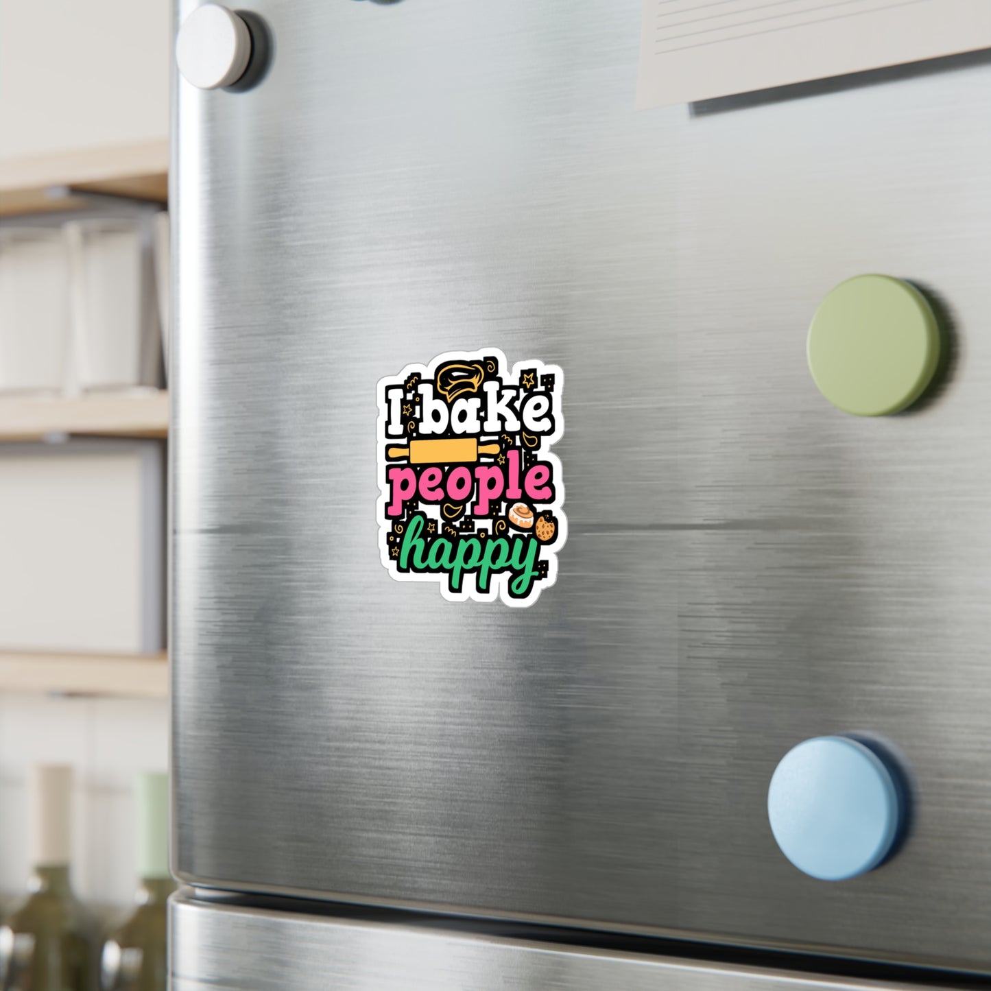 I Bake People Happy - Baking Sticker for Laptop Sticker. Water Bottle Sticker, Vinyl Cake-decorator Decal - Baking Gift