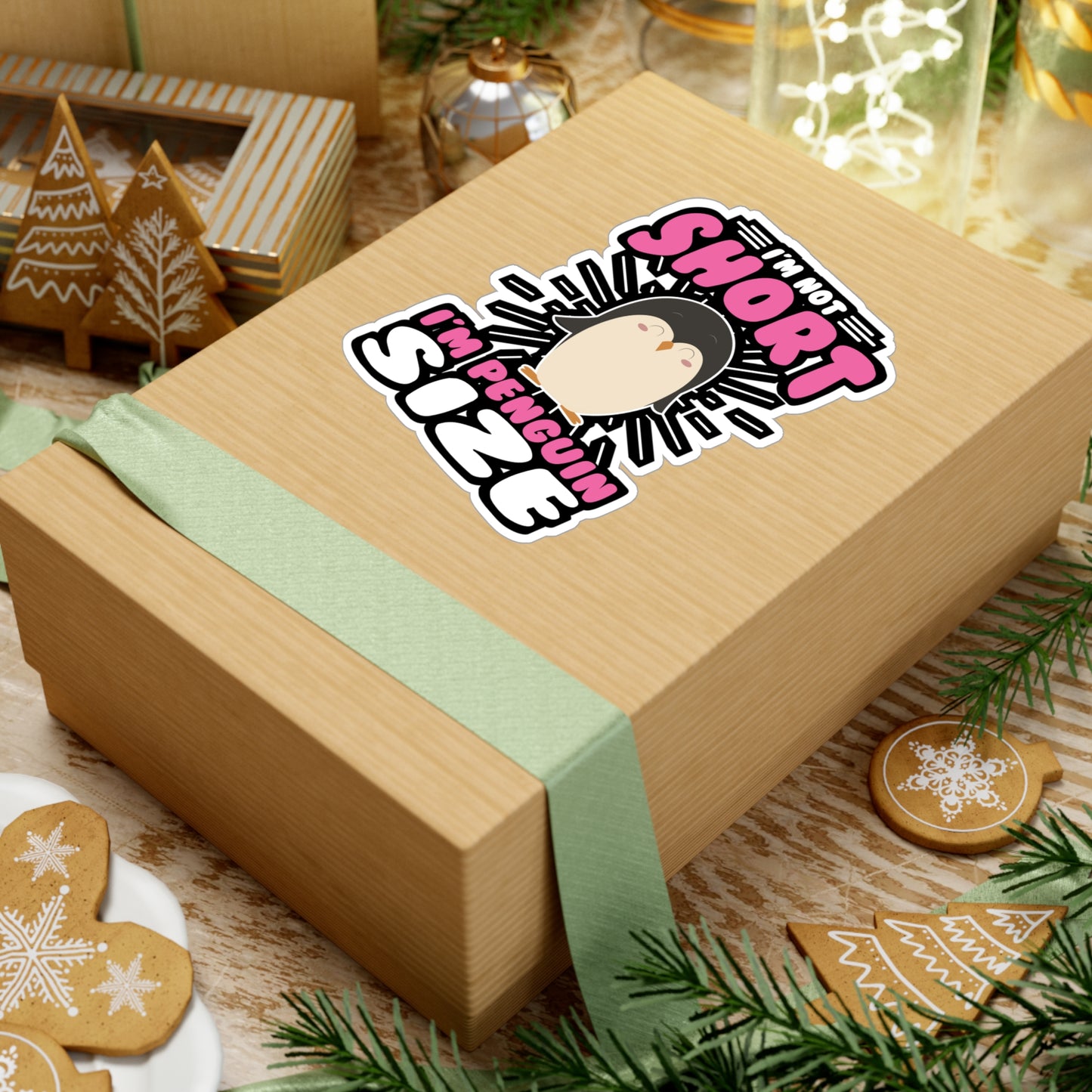 I'm Not Short I'm Penguin Size - Penguin Sticker for Laptop Sticker. Water Bottle Sticker, Vinyl Small Decal - Penguin Gift