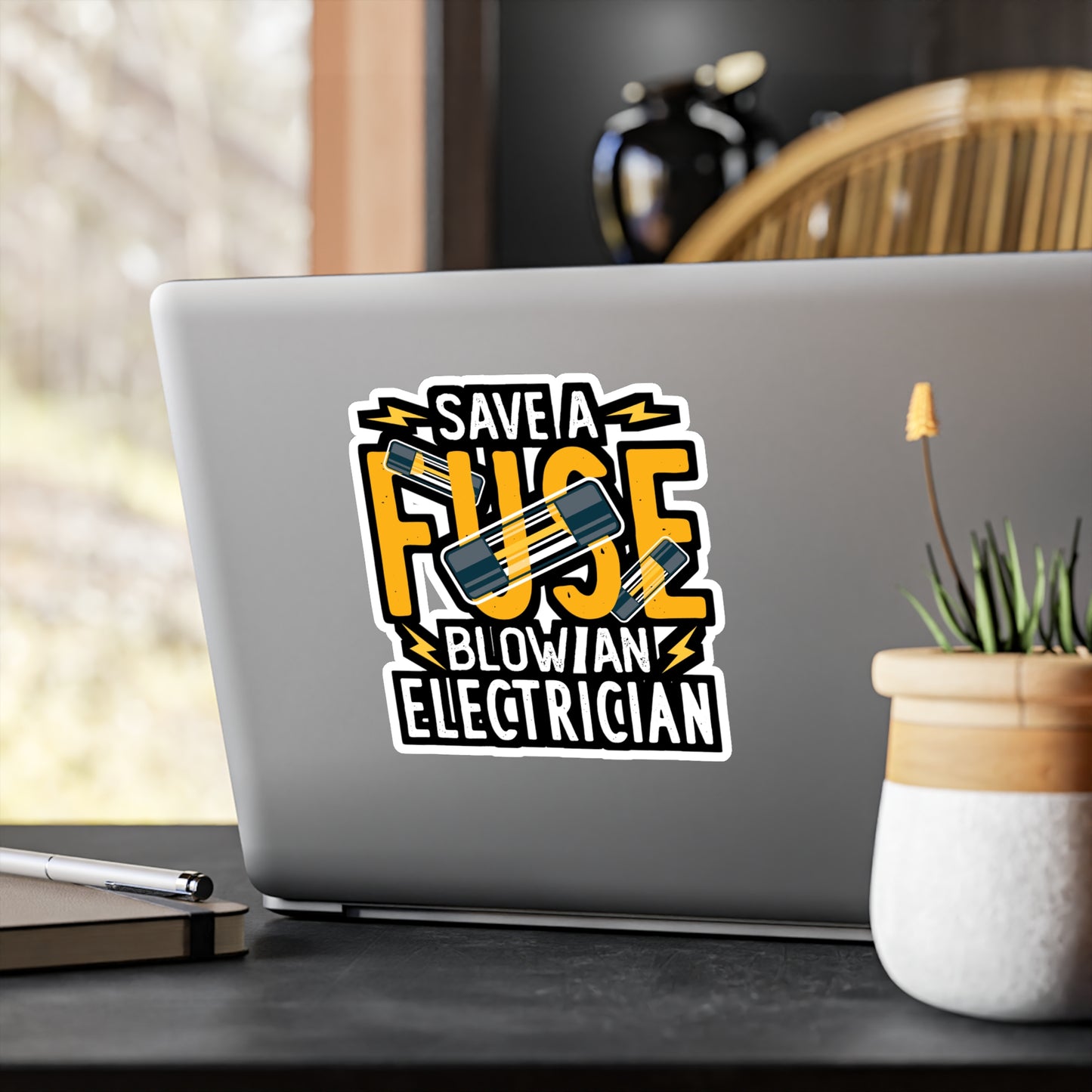 Save A Fuse Blow An Electrician - Electrician Sticker for Laptop Sticker. Water Bottle Sticker, Vinyl Stripper Decal - Electrician Gift