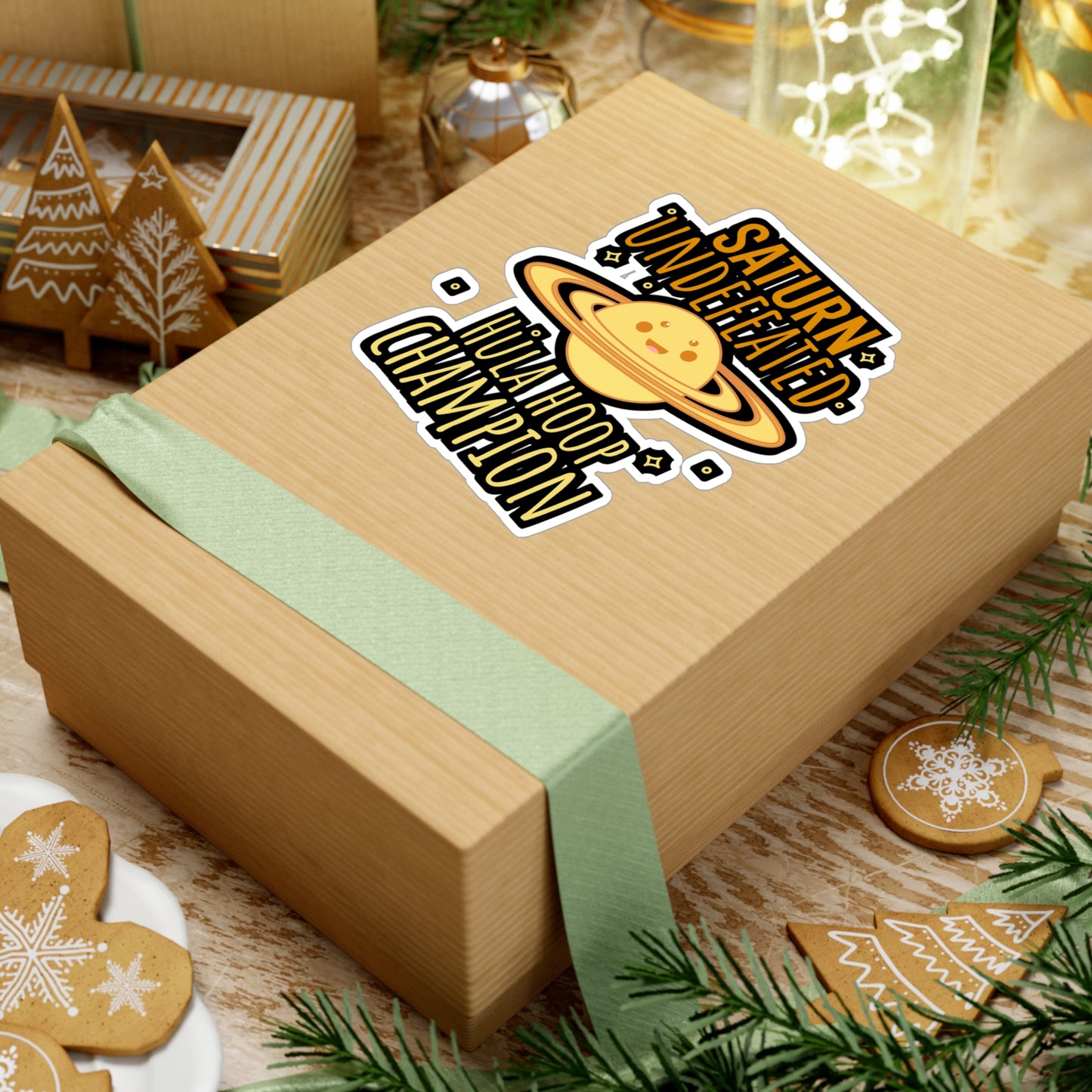 Saturn Undefeated Hula Hoop Champion - Astronaut Sticker for Wall, Laptop, Window, Truck, Car Astronaut Gift Vinyl Asteroid Decal Sticker