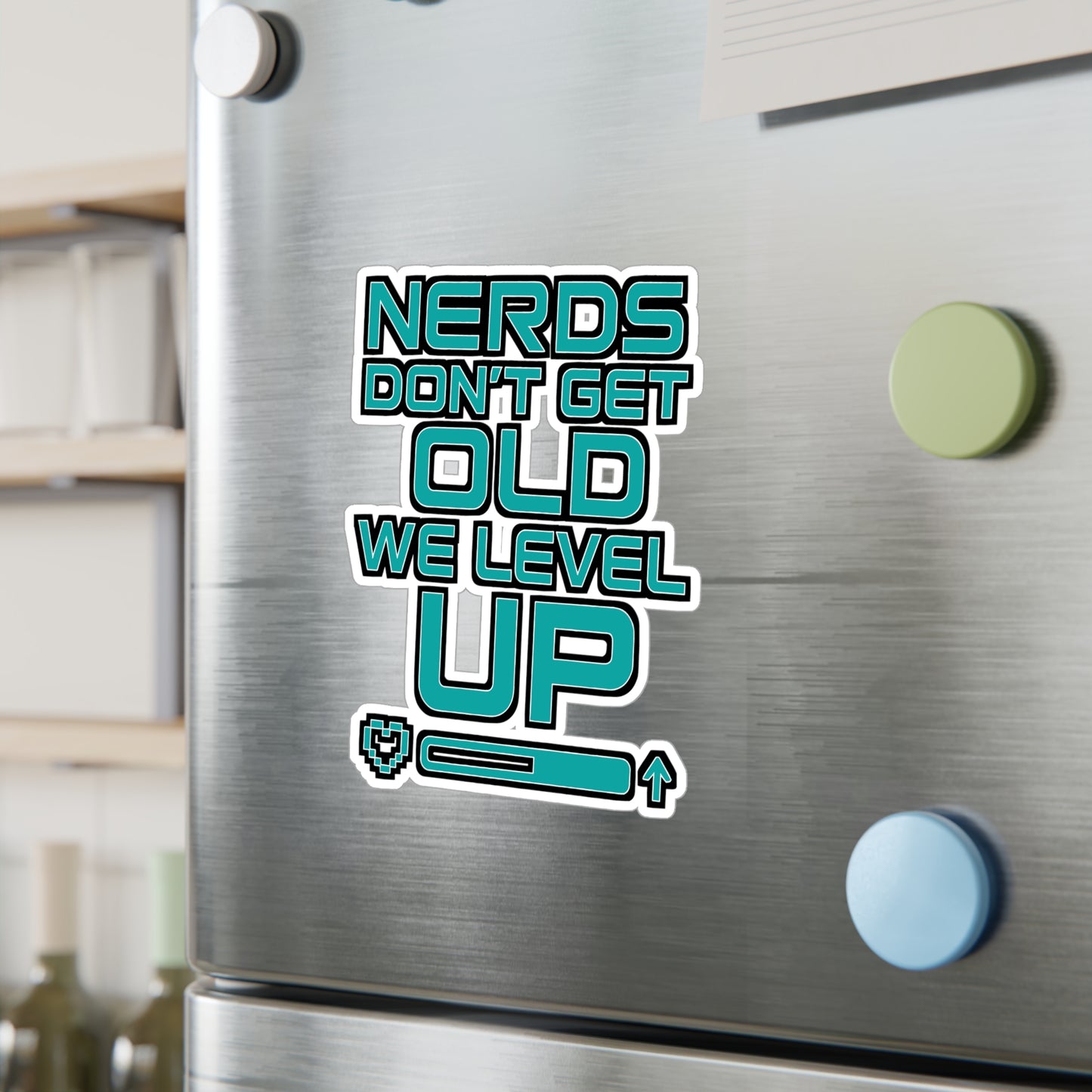Nerds Don't Get Old We Level Up - Gamer Sticker for Laptop, Water Bottle - Gift for Gaming Fans, Geek Decor