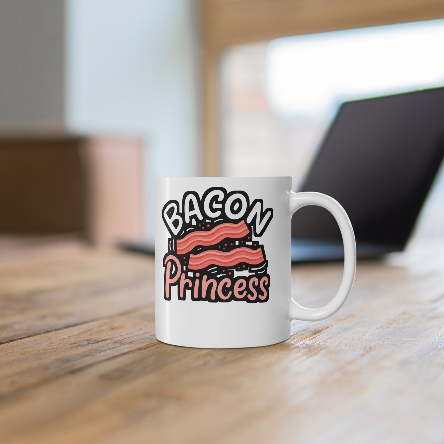 Bacon Princess - Bacon Mug for Coffee 11oz. Bacon Cup, White ceramic, Lard Mug, Strips Tea Cup - Bacon Gift