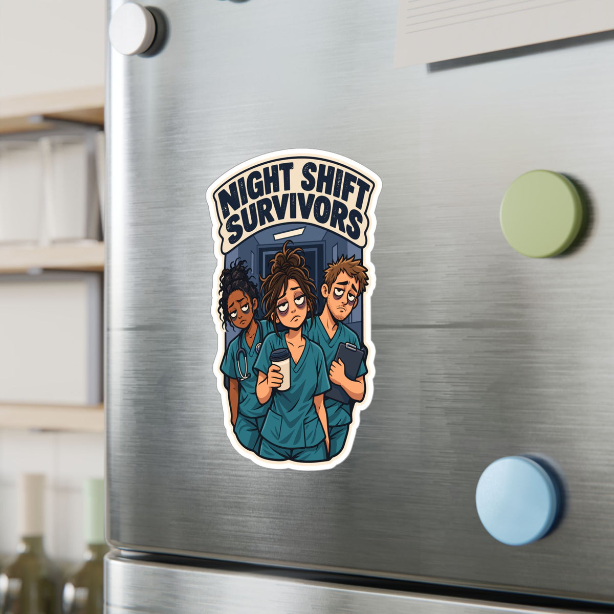Nurse Sticker – Night Shift Survivors Waterproof Vinyl Decals for Laptop, Water Bottle, Nursing Student Gift, Nursing School Degree