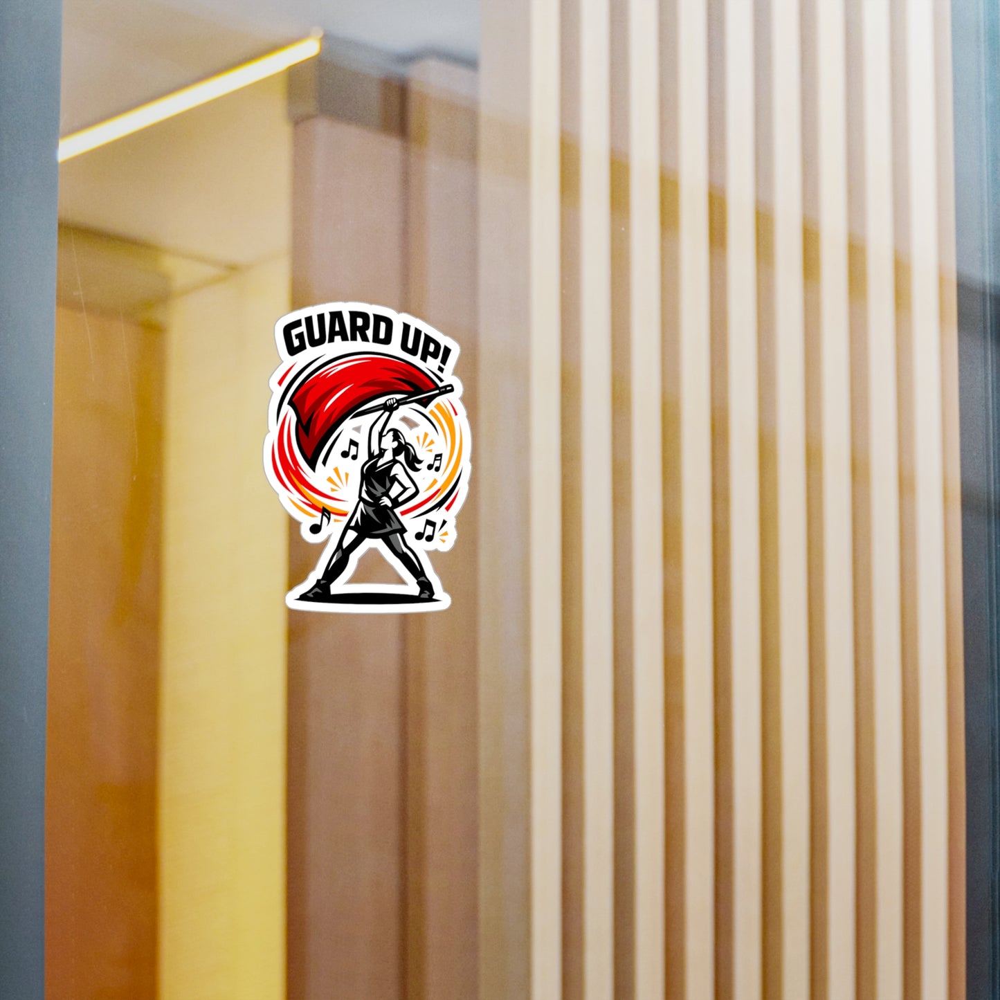 Marching Band Sticker "Guard Up!" Waterproof Vinyl Decals for Laptop Water Bottle, Gift for Drummer or Band Director, Mellophone Players