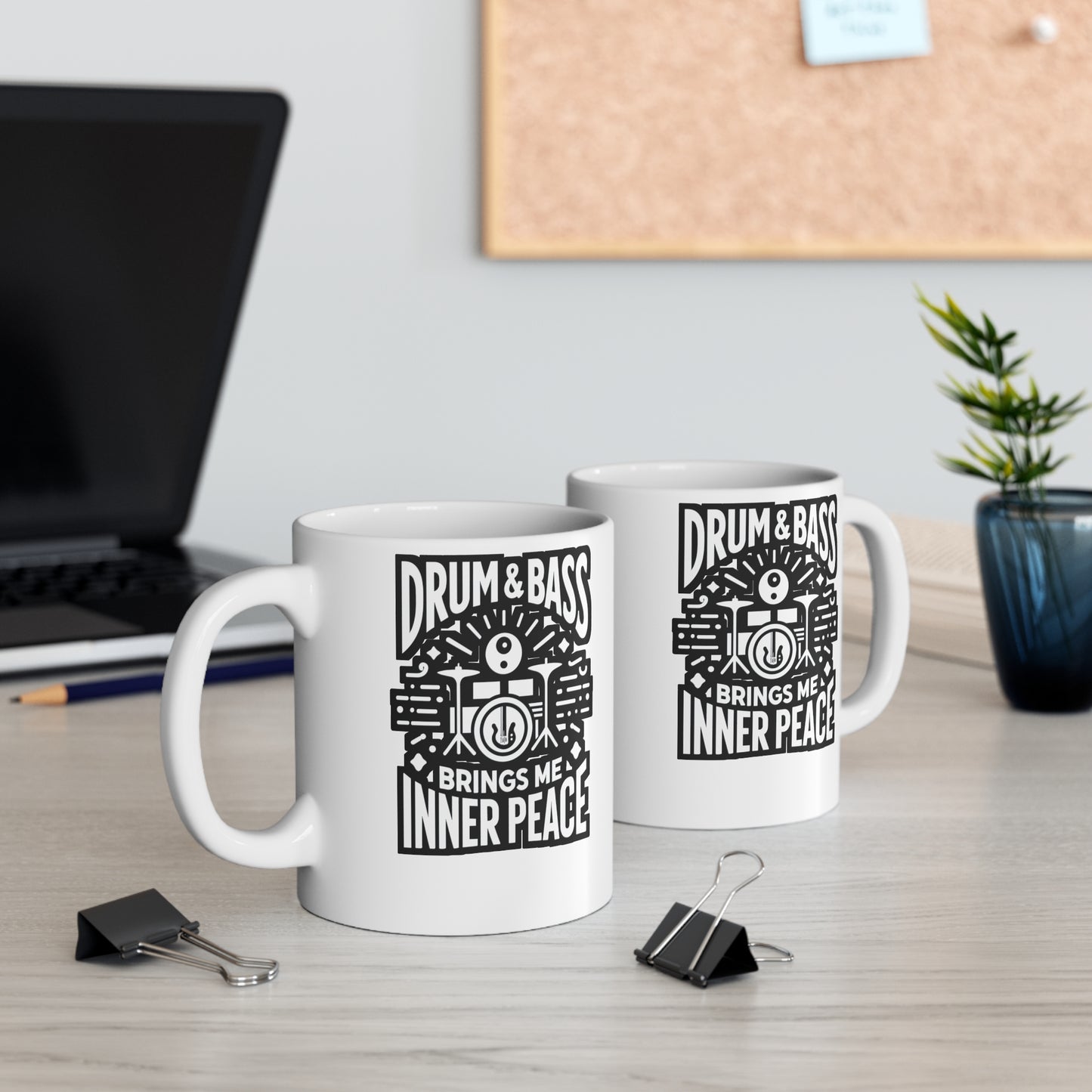 Drum and Bass Brings Me Inner Peace  - Audio-engineer Mug for Coffee 11oz. Audio-engineer Cup, White ceramic, Monitor Mug - Audio-engineer Gift