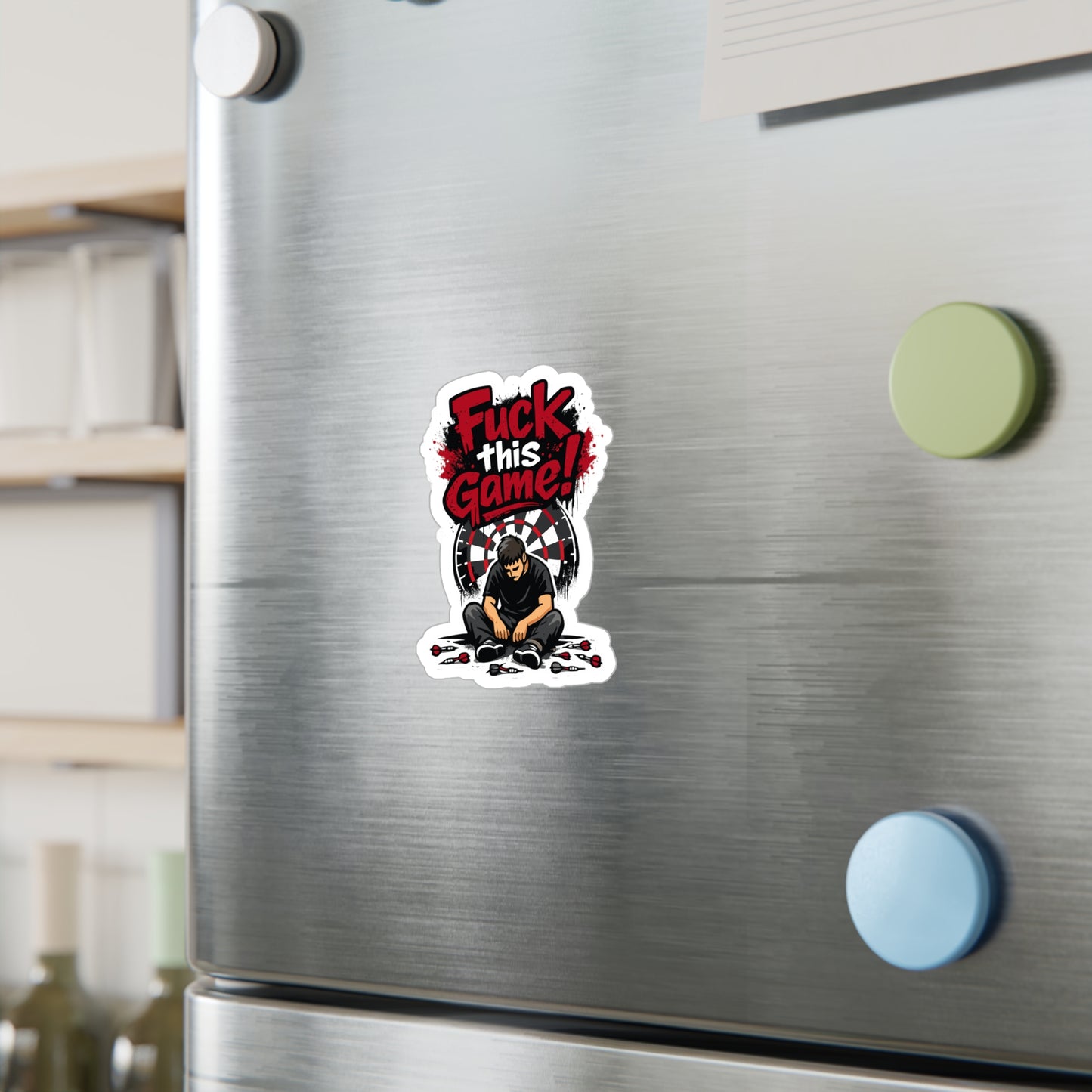 Dart Sticker "Fuck this game!" Funny Dartboard Drinking Team Vinyl Sticker Decals Waterproof for Laptop Water Bottle