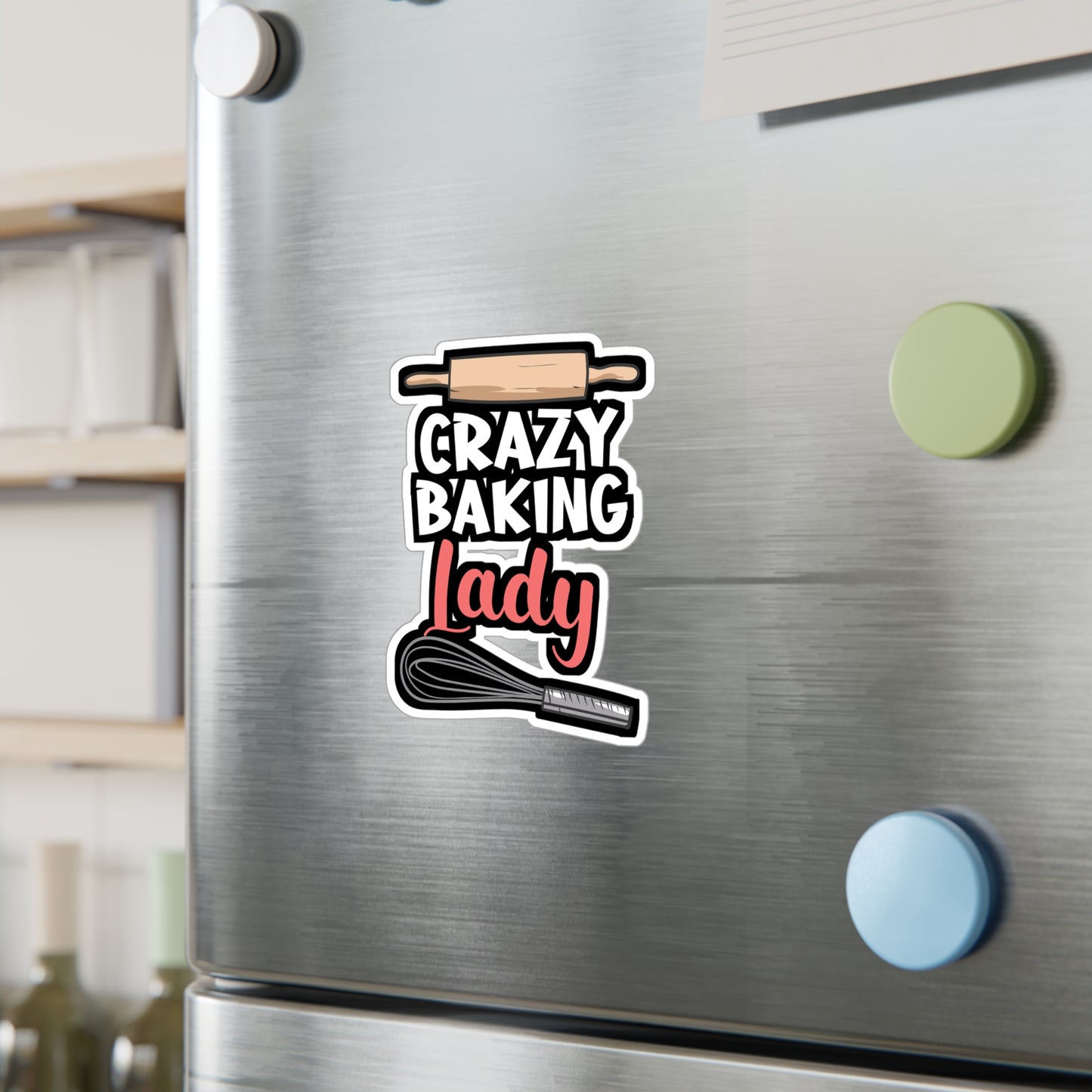 Crazy Baking Lady - Baking Sticker for Car Window Laptop Sticker. Water Bottle Sticker, Vinyl Whisk Decal, Baker Sticker - Baking Gift