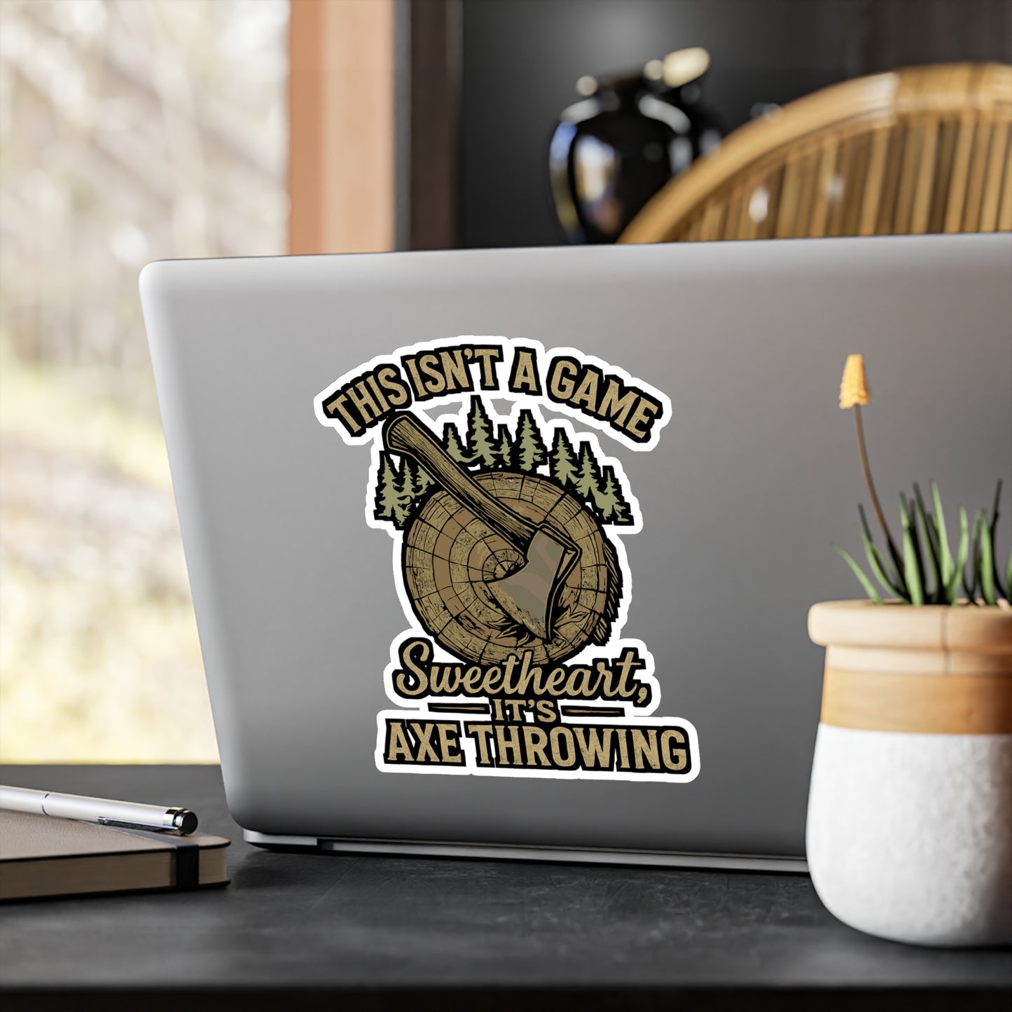 This Isn't A Game Sweetheart It's Axe Throwing – Funny Sticker for Laptop or Water Bottle | Throwing Axe Decal, Lumberjack Gift