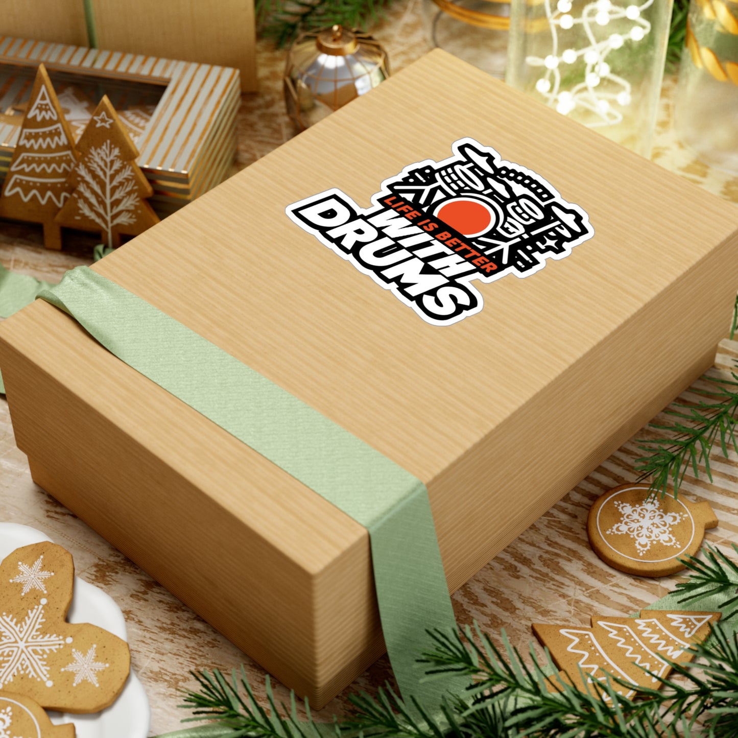 Life is better with drums - Audio-engineer Sticker for Laptop Sticker. Water Bottle Sticker, Vinyl Monitor Decal - Audio-engineer Gift