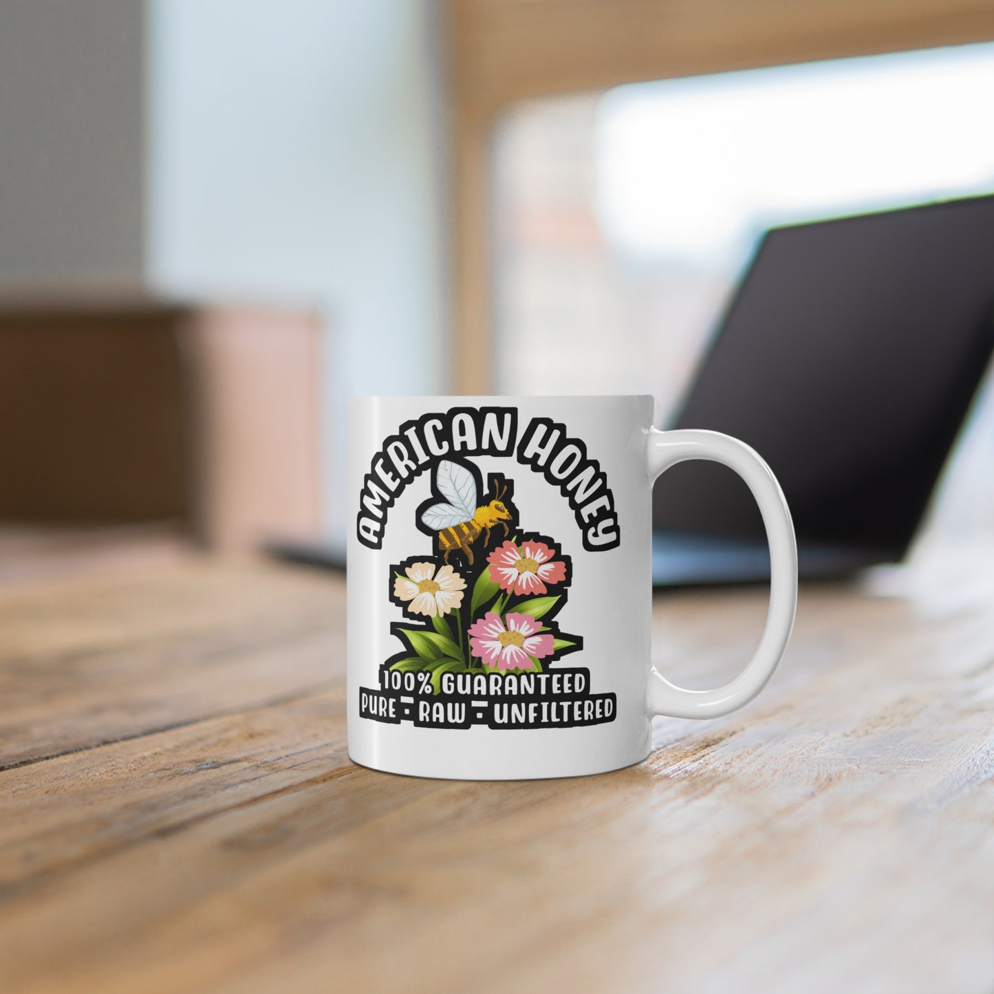 American Honey - Honeybee Mug for Coffee 11oz. Honeybee Cup, White ceramic, Queen Mug, Crown Tea Cup - Honeybee Gift