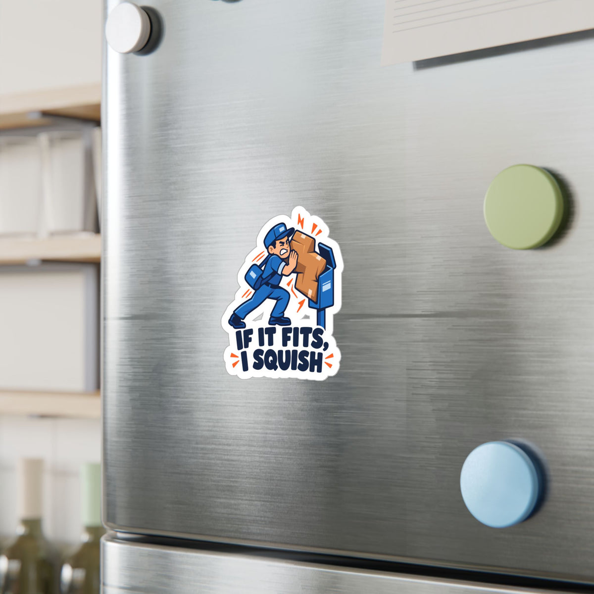 Postal Worker Sticker “If It Fits, I Squish” Funny Rural Carrier Mailbox Decals for Laptop, Water Bottle Waterproof Vinyl