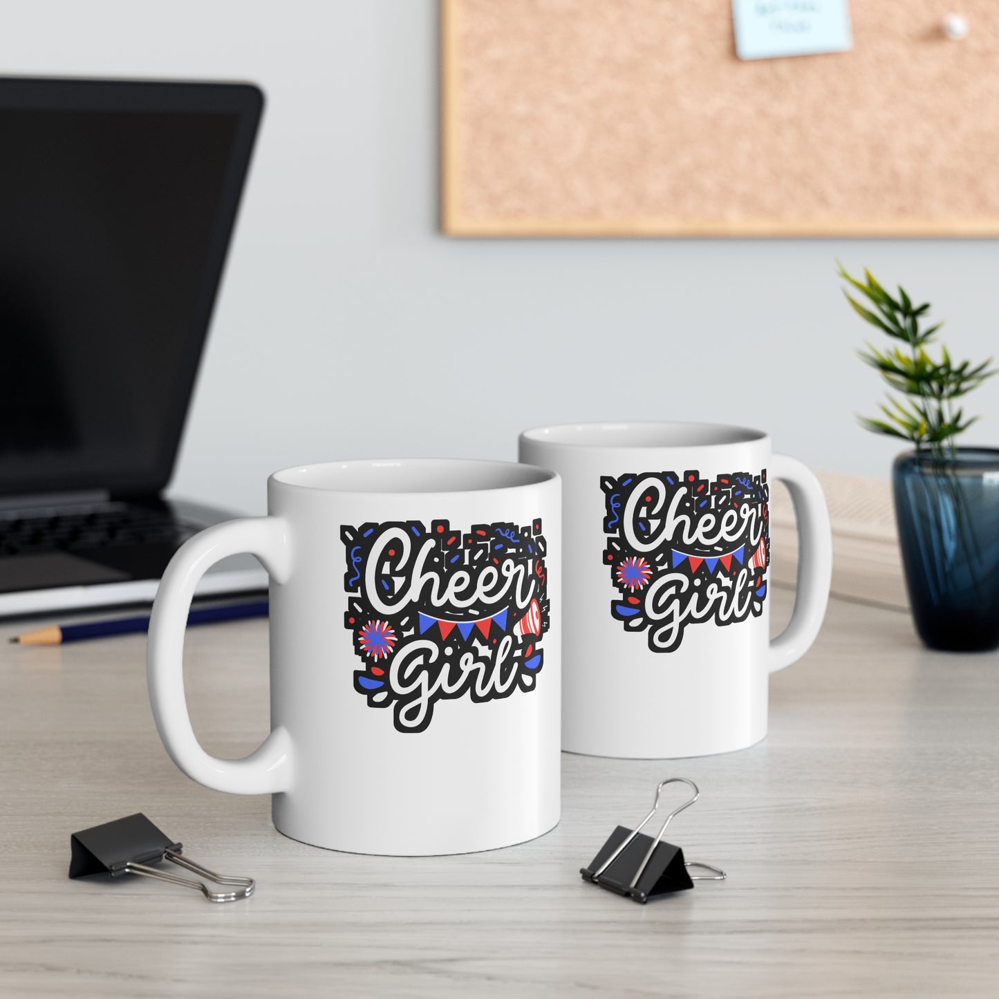 Cheer Girl - Cheerleader Mug for Coffee 11oz. Cheerleader Cup, White ceramic, Stadium Mug, Dance Tea Cup - Cheerleader Gift