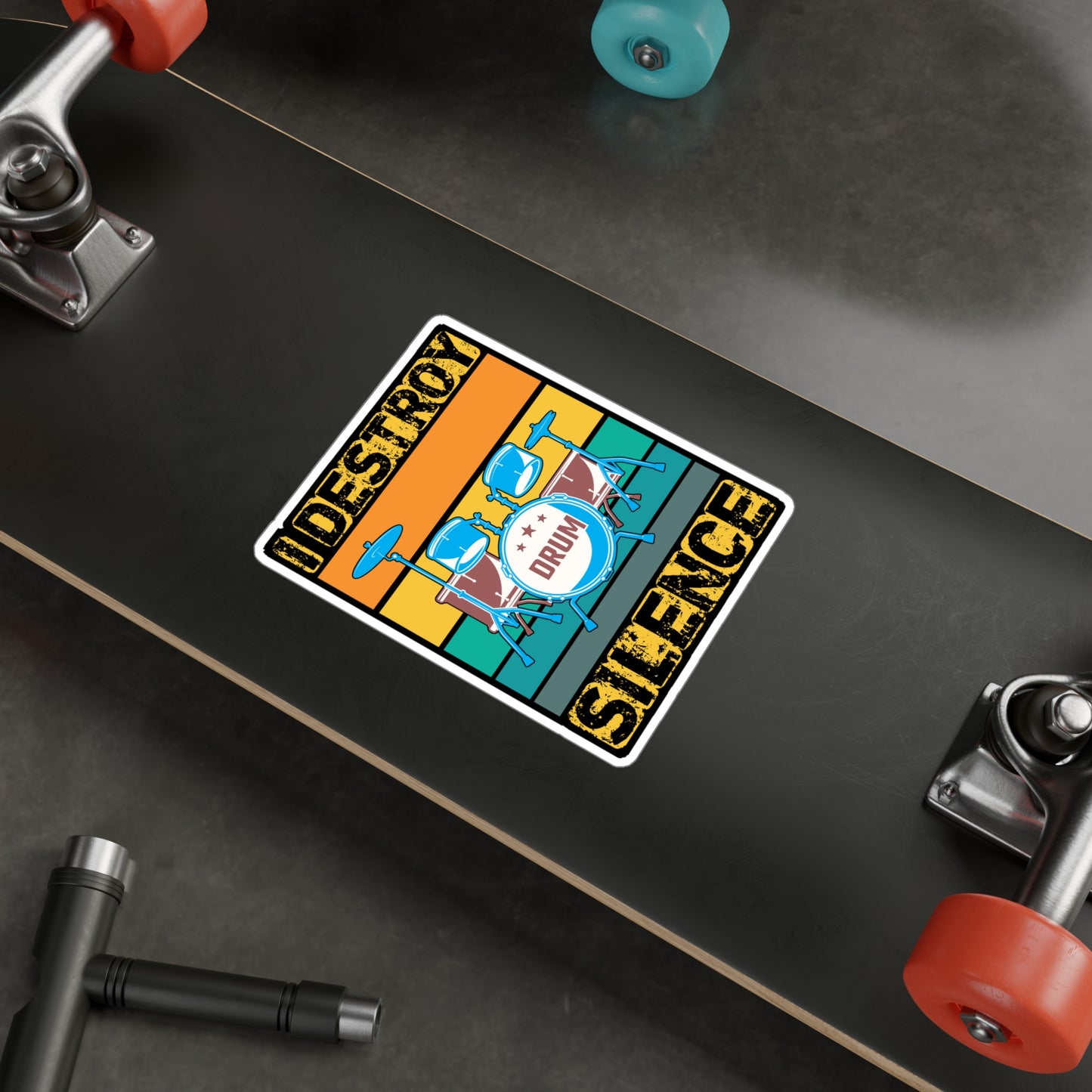 I Destroy Silence - Drums Sticker for Car Window Laptop Sticker, Water Bottle Sticker, Vinyl Drummer Decal, Drum kit Sticker - Drums Gift