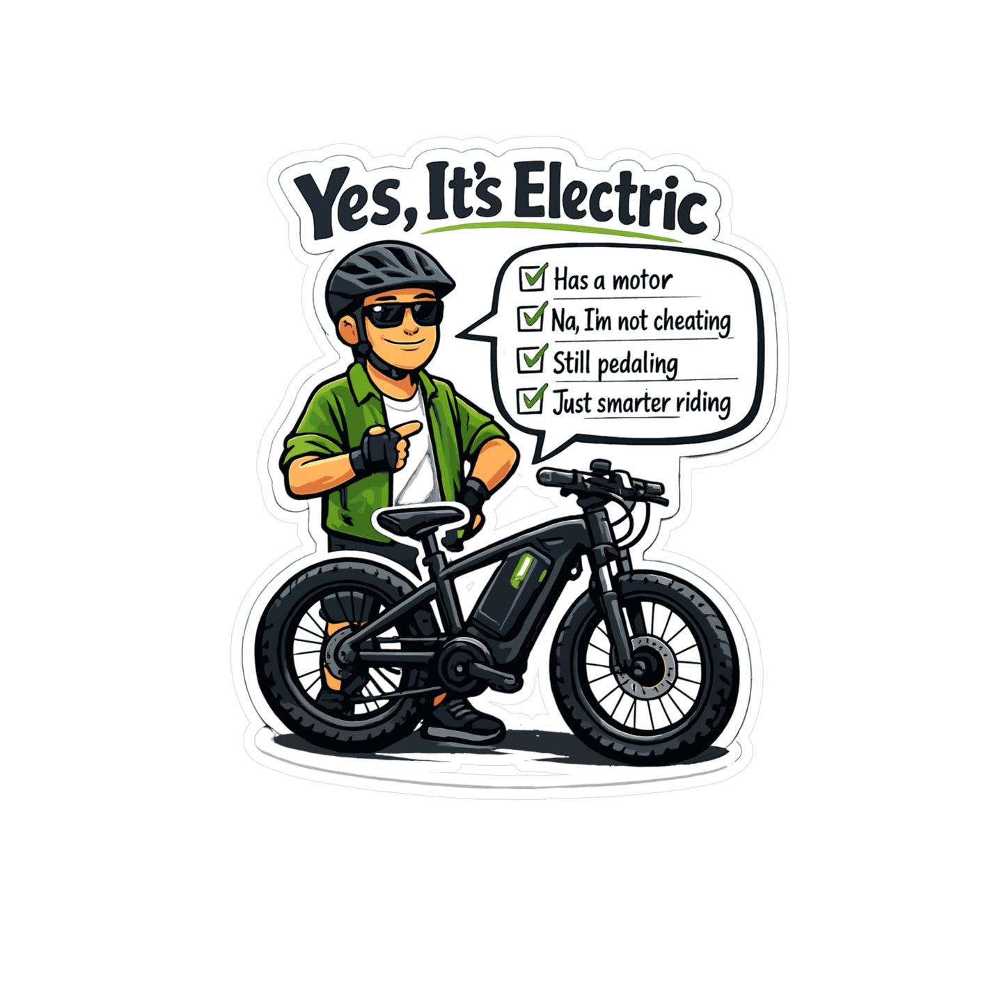 E-Bike Sticker Yes, It’s Electric - Waterproof Vinyl Decals for Electric Bike, Laptop, Water Bottle, eCycling e Cyclist