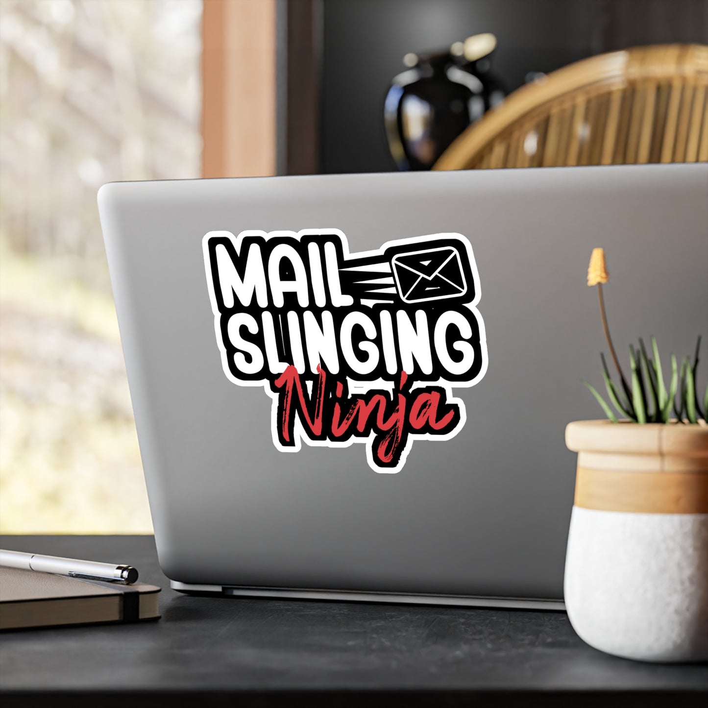 Mail slinging ninja - Postal worker Sticker for Wall, Laptop, Window, Truck, Car Postal worker Gift Vinyl Funny postal worker Decal Sticker