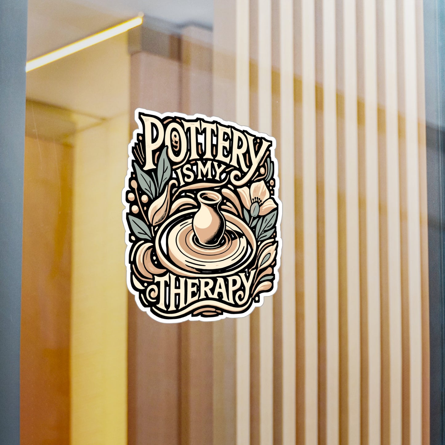 Pottery Is My Therapy – Vinyl Sticker for Laptop or Water Bottle | Ceramic Artist Gift, Clay Making Decal