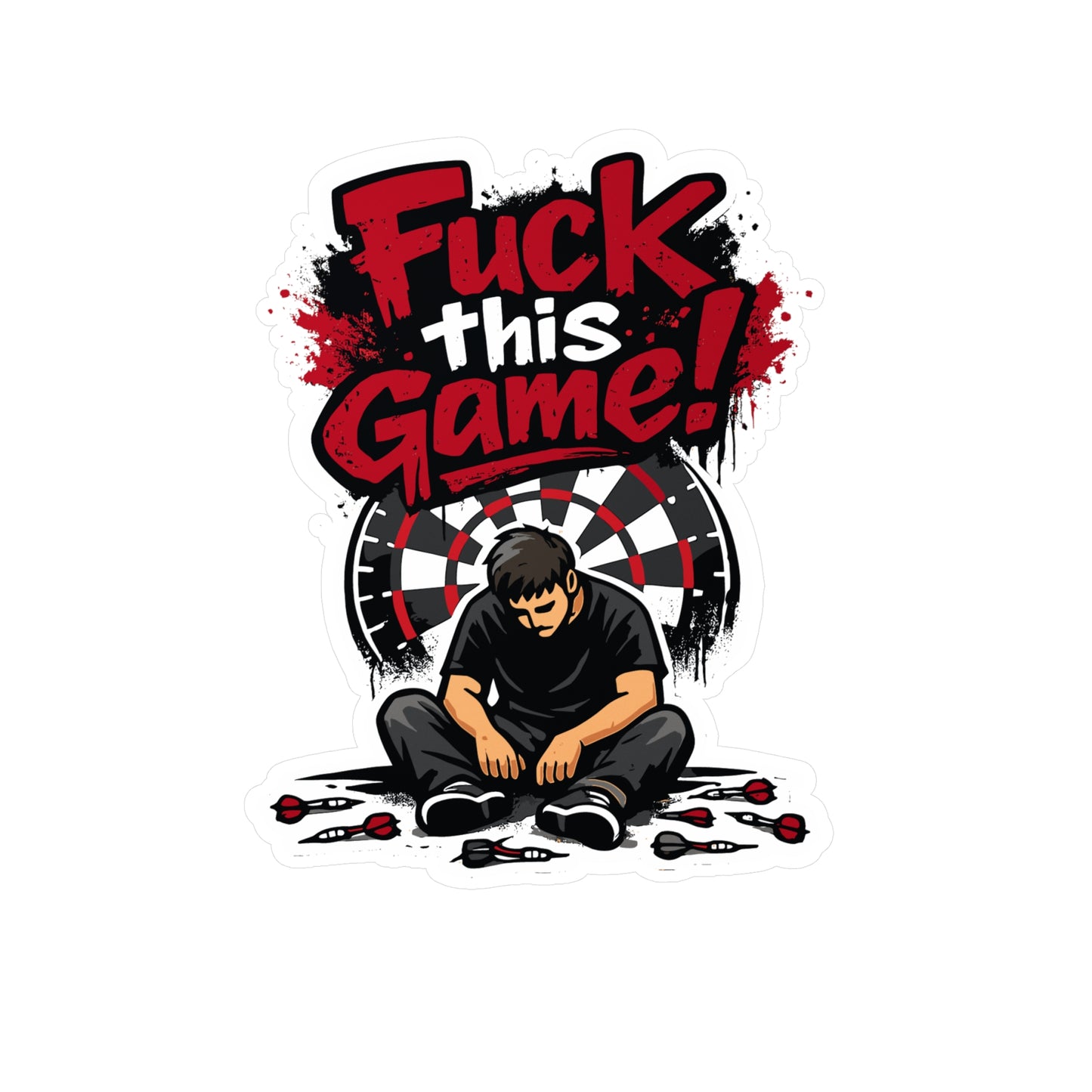 Dart Sticker "Fuck this game!" Funny Dartboard Drinking Team Vinyl Sticker Decals Waterproof for Laptop Water Bottle