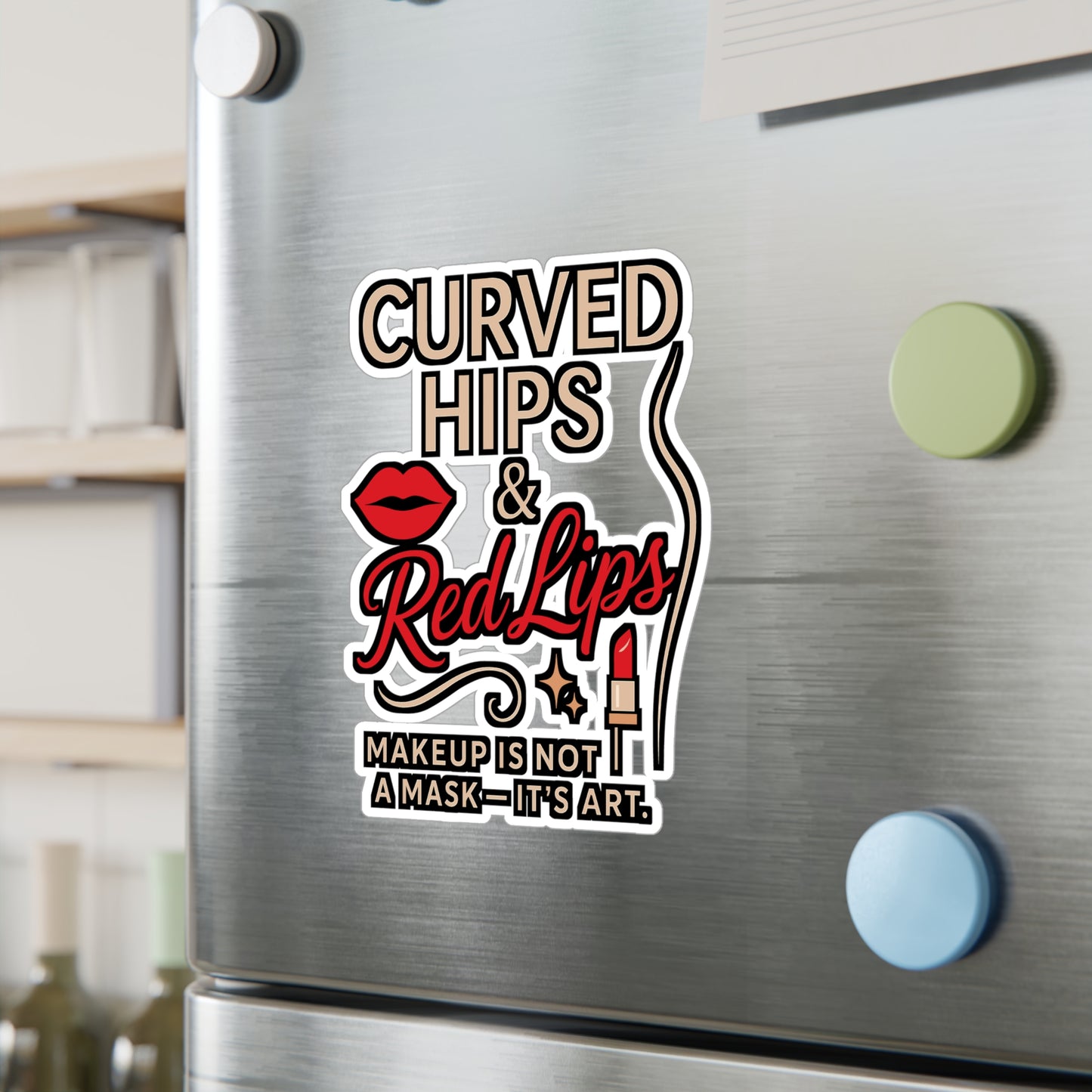 Curved Hips and Red Lips – Vinyl Decal for Car Window, Laptop, and Water Bottle | Curvy Gift, Hips Sticker
