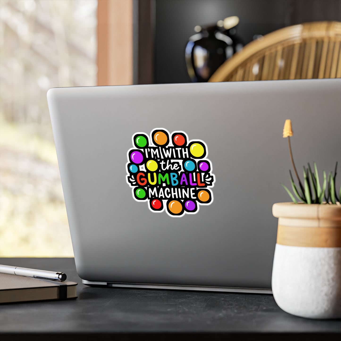 I'm With The Gumball Machine | Pinball Sticker | Retro Decals | Vintage Laptop Sticker | Pinball Gift | Retro Gift