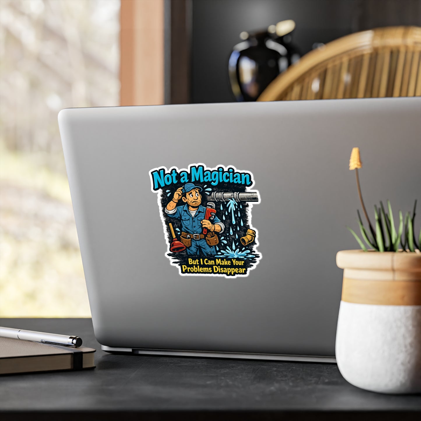 Plumber Sticker Not a magician Funny Pipefitter Plumbing Steamfitter Vinyl Waterproof Decals for Laptop Water Bottle