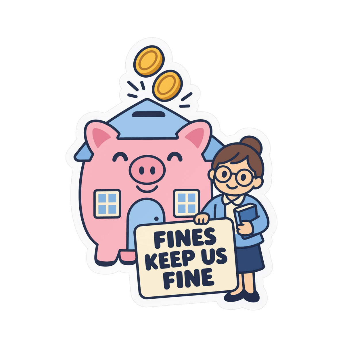 Librarian Sticker - Fines Keep Us Fine, Fabulous Magical Unicorn Decals for Laptop and Water Bottle