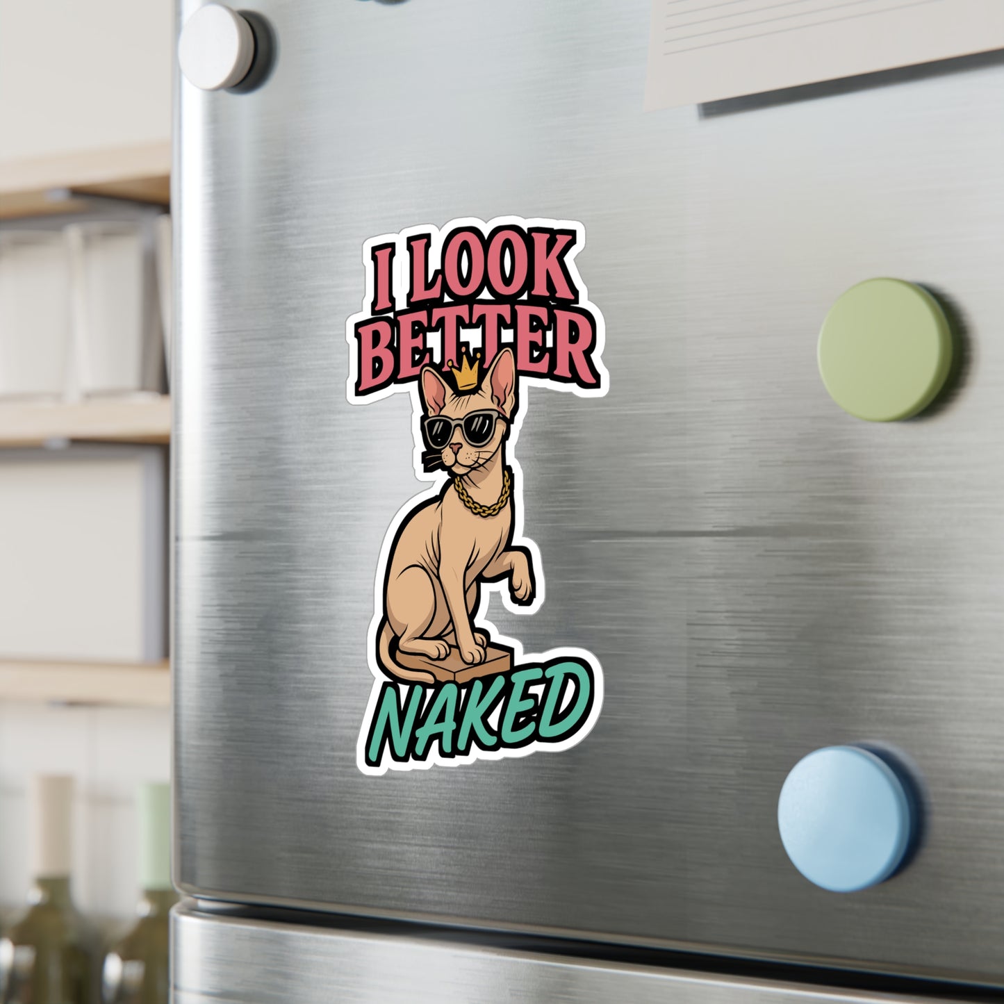 I Look Better Naked – Sphynx Cat Sticker | Funny Vinyl Decal for Car, Laptop, Water Bottle | Bald Cat Gift